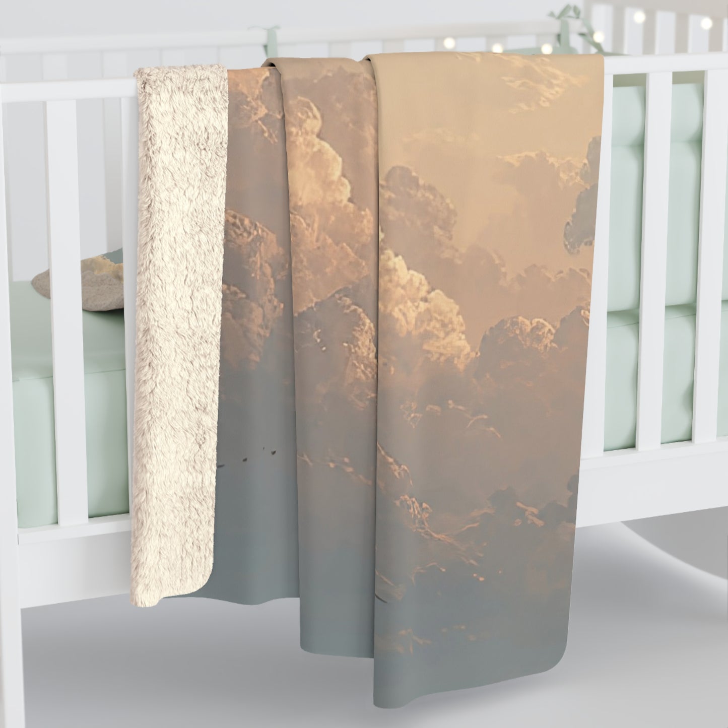 Sherpa blanket with soaring cranes at sunset design — cozy fleece throw, nature blanket, bird lover gift