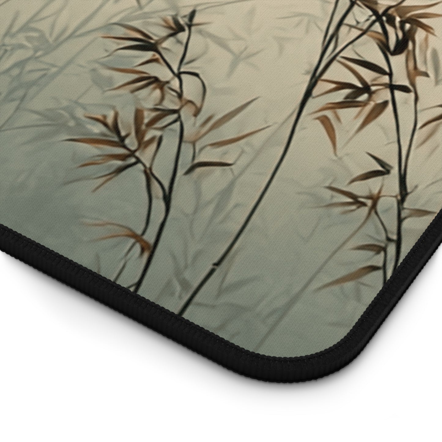 Mouse pad with bamboo leaf design on a light background