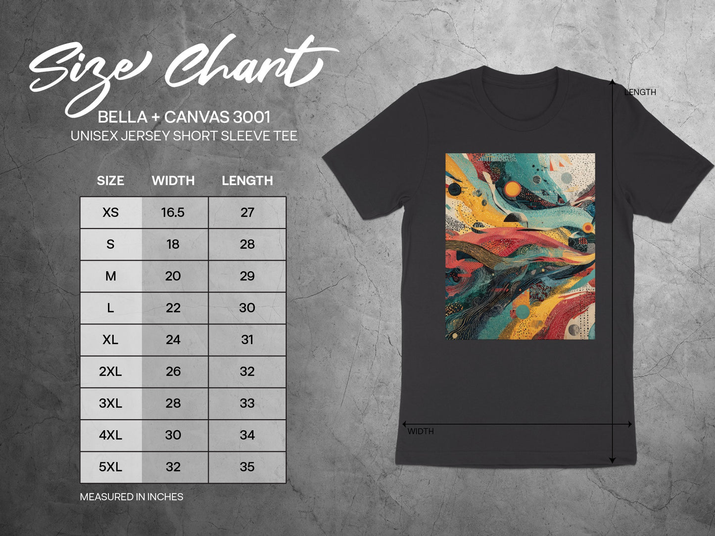 Abstract Colorful Waves Design Unisex Short Sleeve Tee product type
T-shirt, Unisex shirt, Short sleeve, Abstract art, Colorful design, Modern art, Vibrant pattern, Artistic tee, Graphic tee, Streetwear, Casual wear, Unique design, Summer shirt, Fashion tee, Art print, Abstract waves, Bright colors, Statement shirt, Crew neck, Apparel