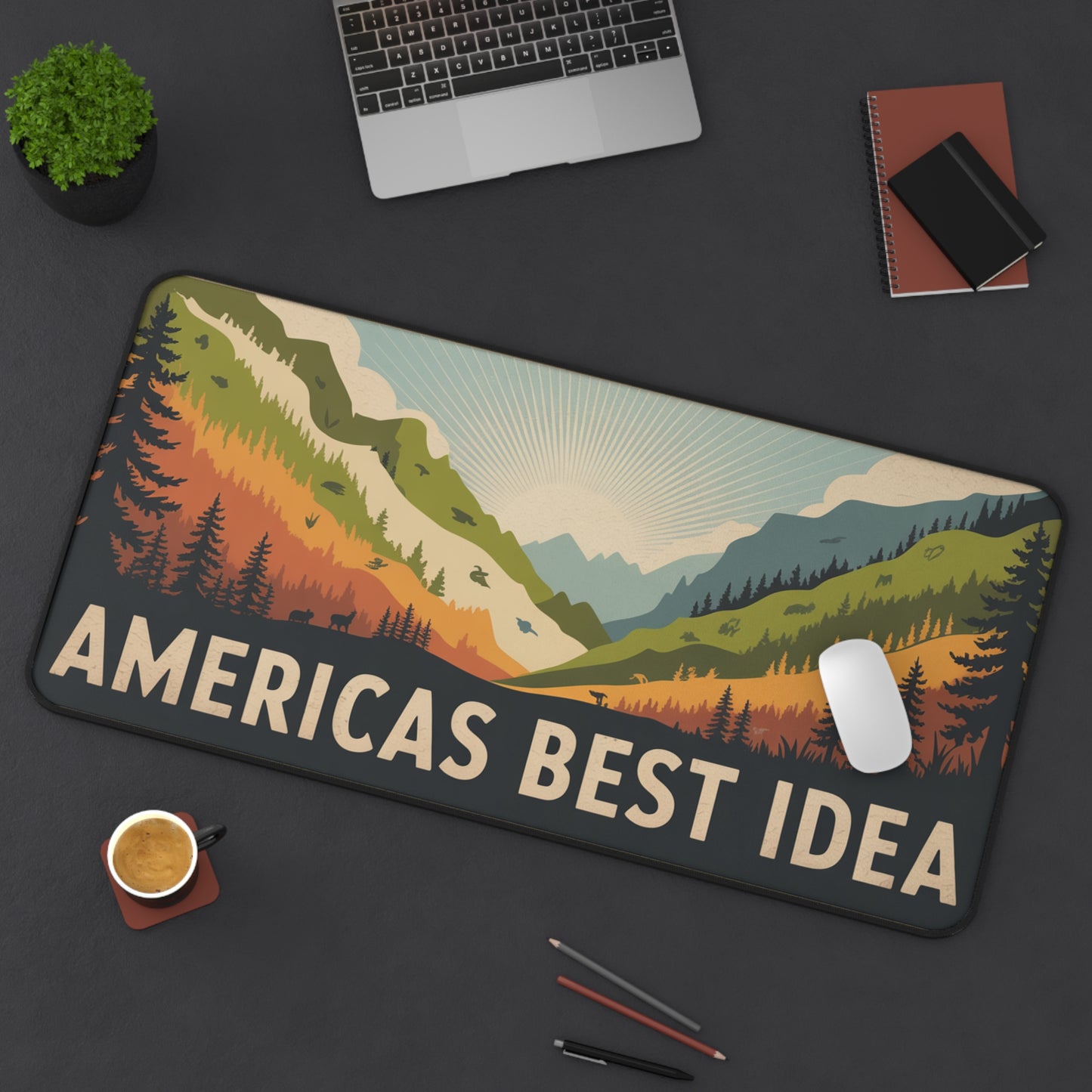 National Parks Desk Mat — American Wilderness Landscape Extended Mousepad