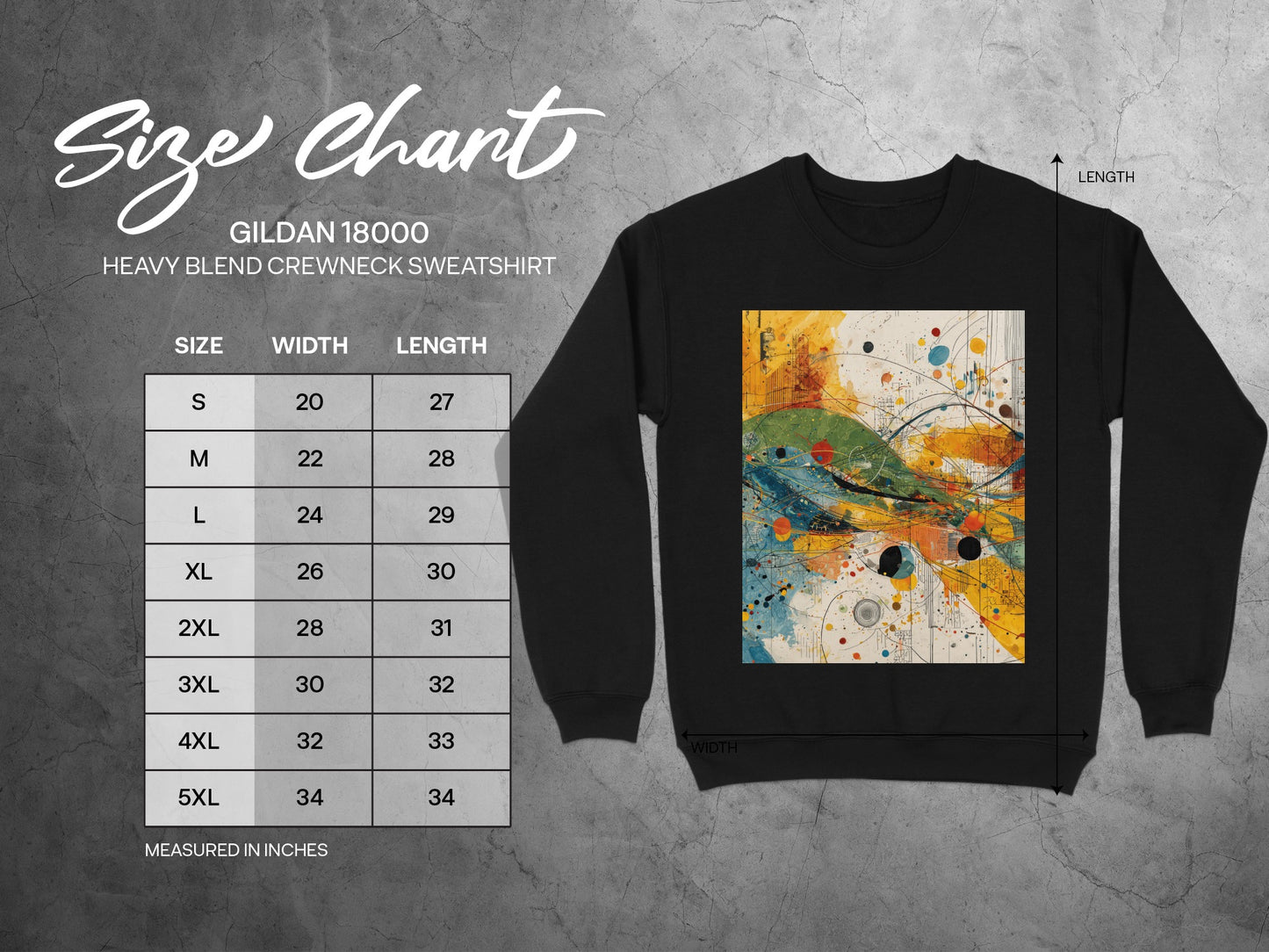 Abstract Colorful Splatter Unique Art Crewneck Sweatshirt product type
Abstract Art
Colorful Design
Splatter Paint
Unique Graphic
Modern Style
Crewneck Sweatshirt
Unisex Pullover
Long Sleeve Top
Casual Apparel
Artistic Print
Gildan 18000
Vibrant Colors
Graphic Sweatshirt
Contemporary Art
Expressive Design
Fashion Sweatshirt
Everyday Wear
Comfortable Top
Streetwear Style
Novelty Sweatshirt
