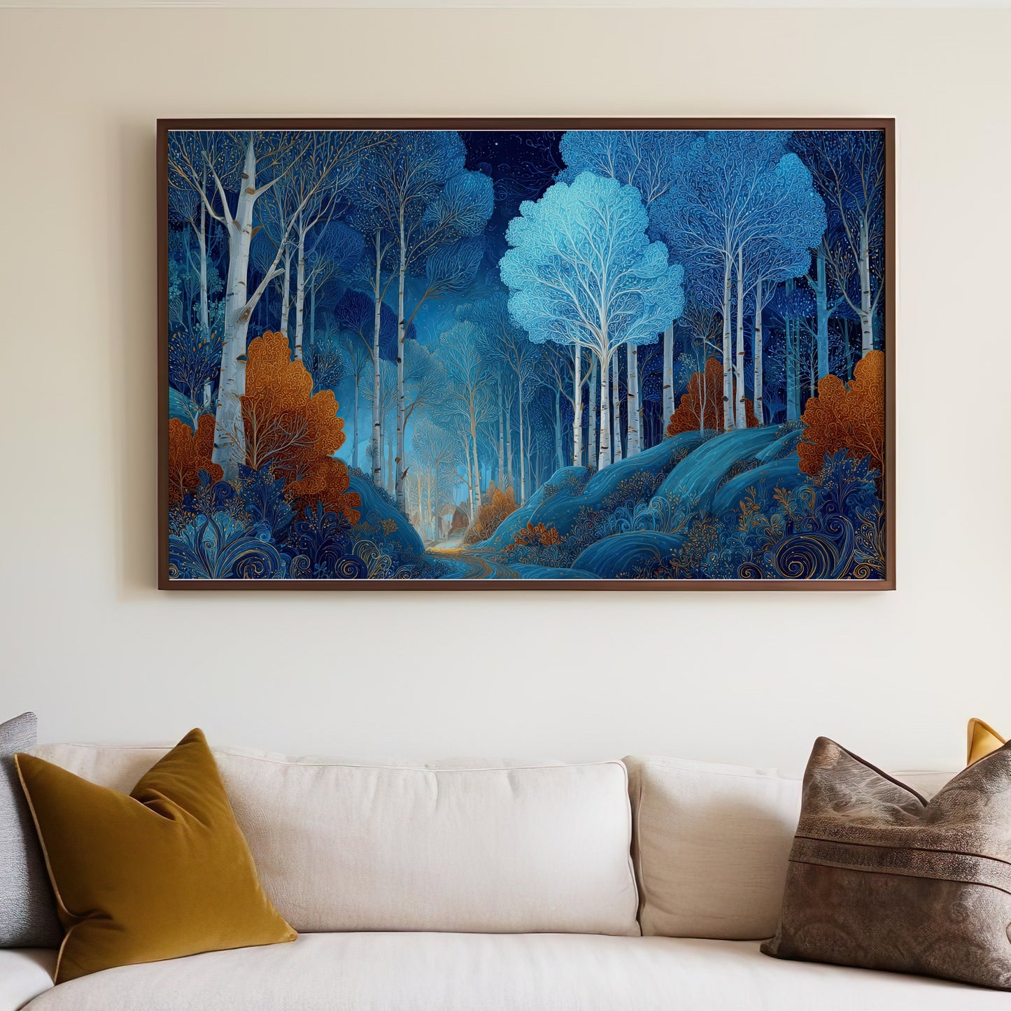 Mystical Blue Gold Forest Woodland Fantasy Artwork product type