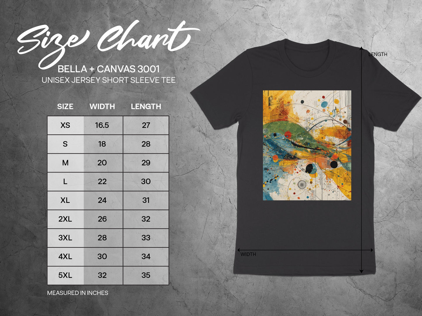 Abstract Colorful Splatter Art Unisex Jersey Short Sleeve Tee product type
Abstract Art, Colorful Print, Splatter Design, Modern Art, Unisex T-shirt, Short Sleeve Tee, Jersey Top, Graphic Shirt, Vibrant Colors, Artistic Apparel, Unique Design, Crewneck Style, Yellow Aesthetic, Blue Green Mix, Orange Accents, Contemporary Art, Fashion Tee, Casual Shirt, Abstract Expression, Creative Design