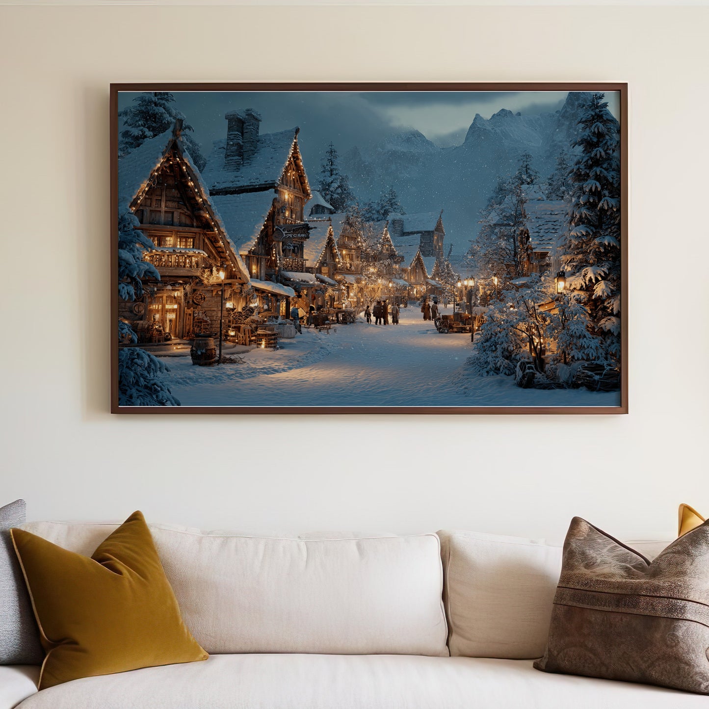 Enchanted Snowy Village Nighttime Glow Art product type