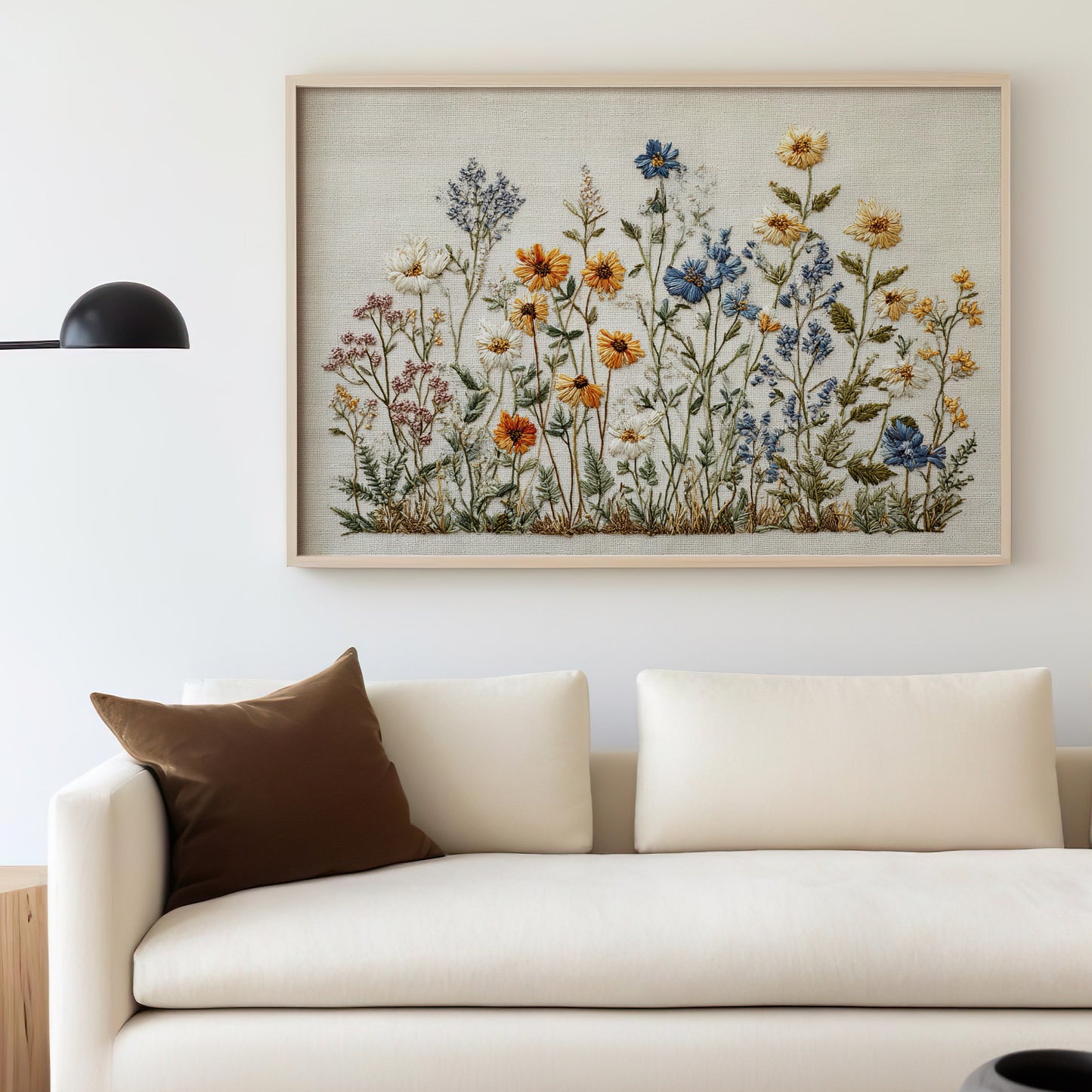 Botanical Field Flower Embroidery Framed Art Decor product type