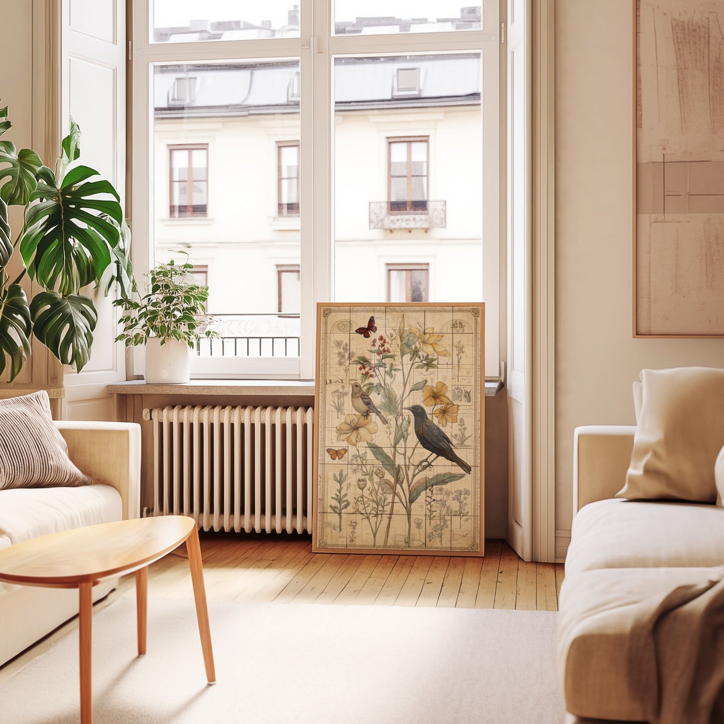 Vintage Nature-Inspired Art Print for Living Room Decor