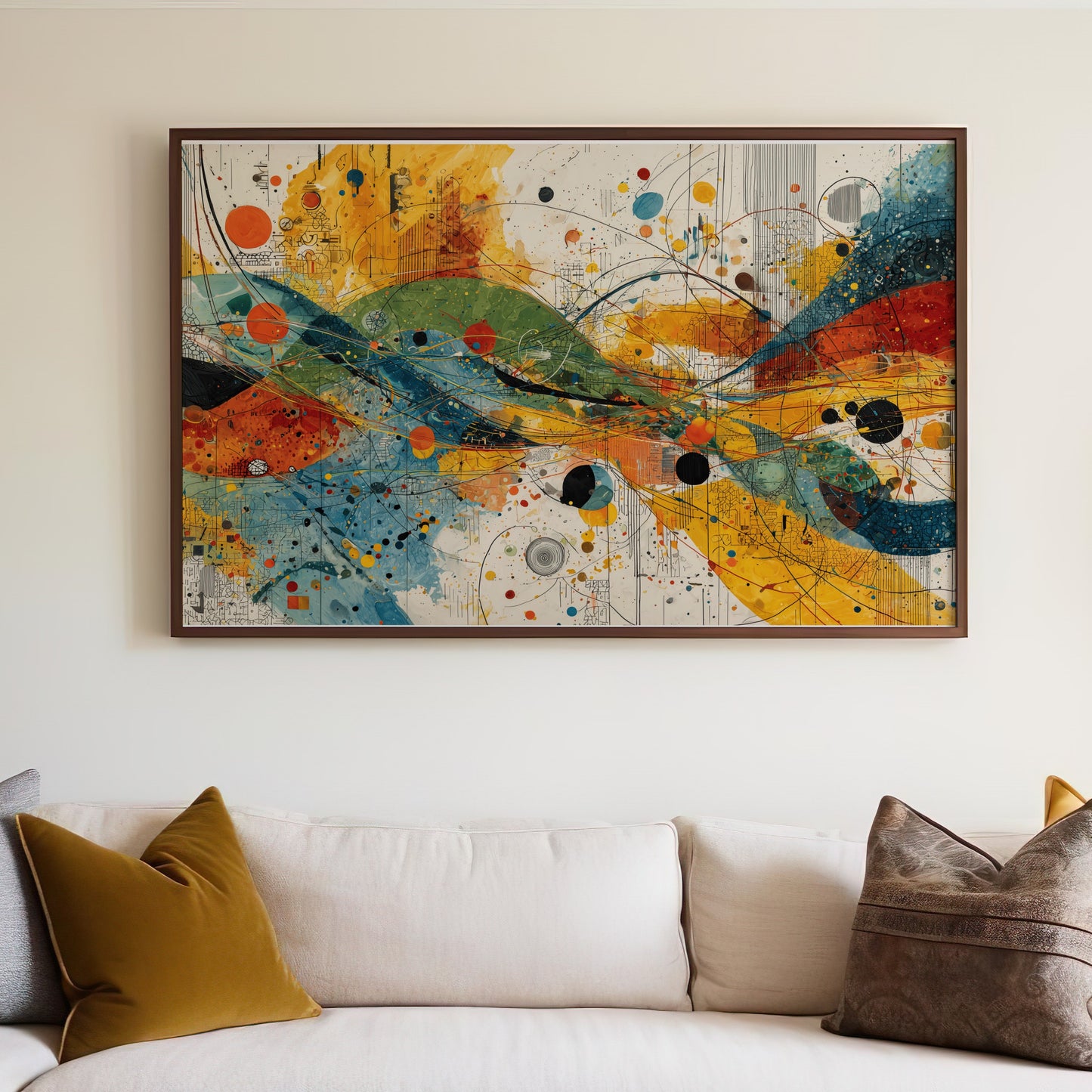 Vibrant Abstract Splatter Art Canvas Framed product type
