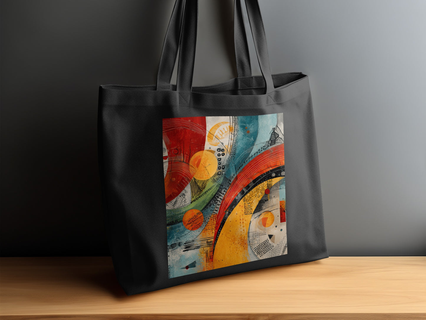 Vibrant Abstract Art Geometric Design Tote Bag product type