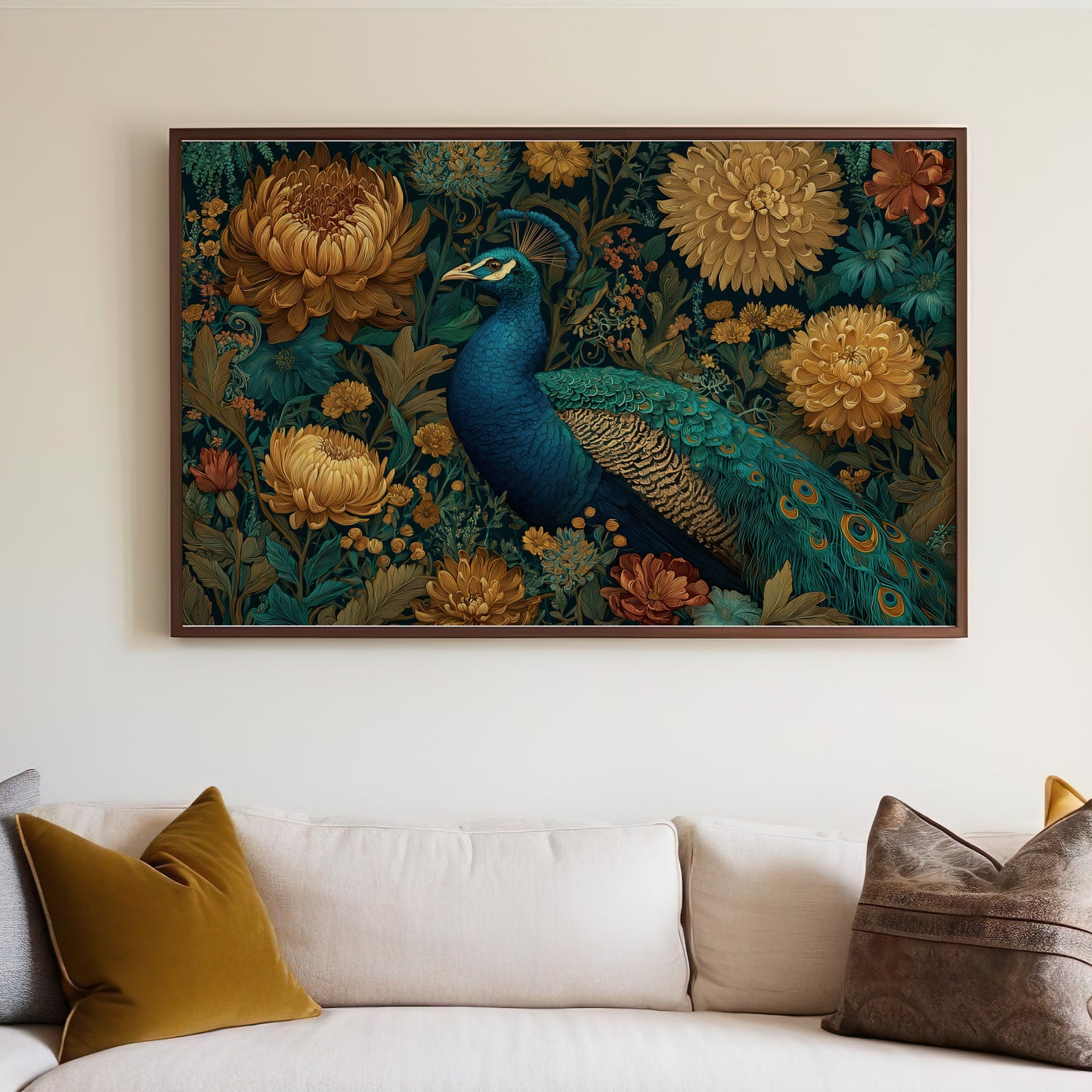Vibrant Peacock Floral Botanical Fantasy Art Wall Art product type