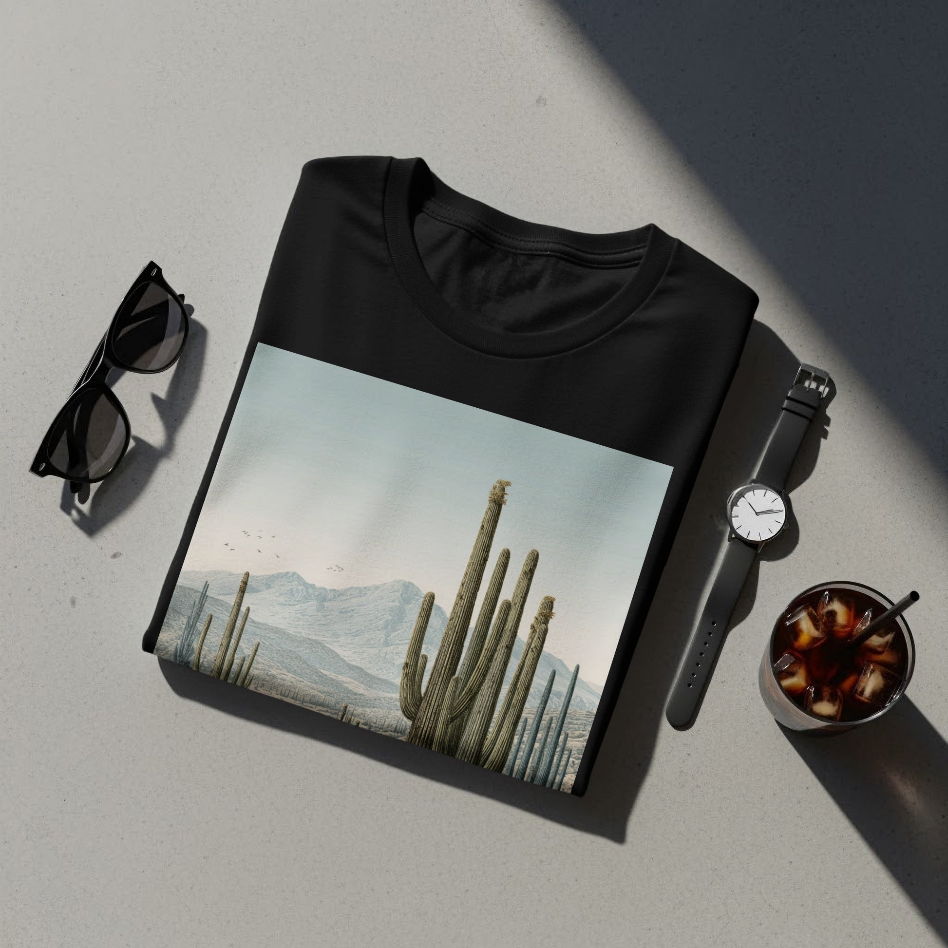 Stylish Desert Cactus Print in Daylight Design T-shirt