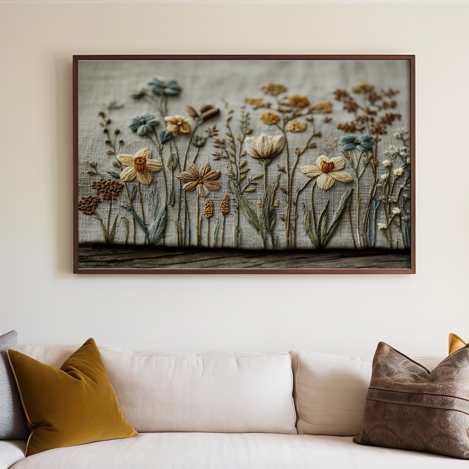 Beautiful Embroidered Floral Wall Art for Home Decor