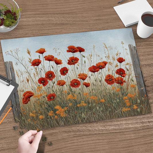 Floral Rustic Poppies Printed Desk Mat for Office Decor