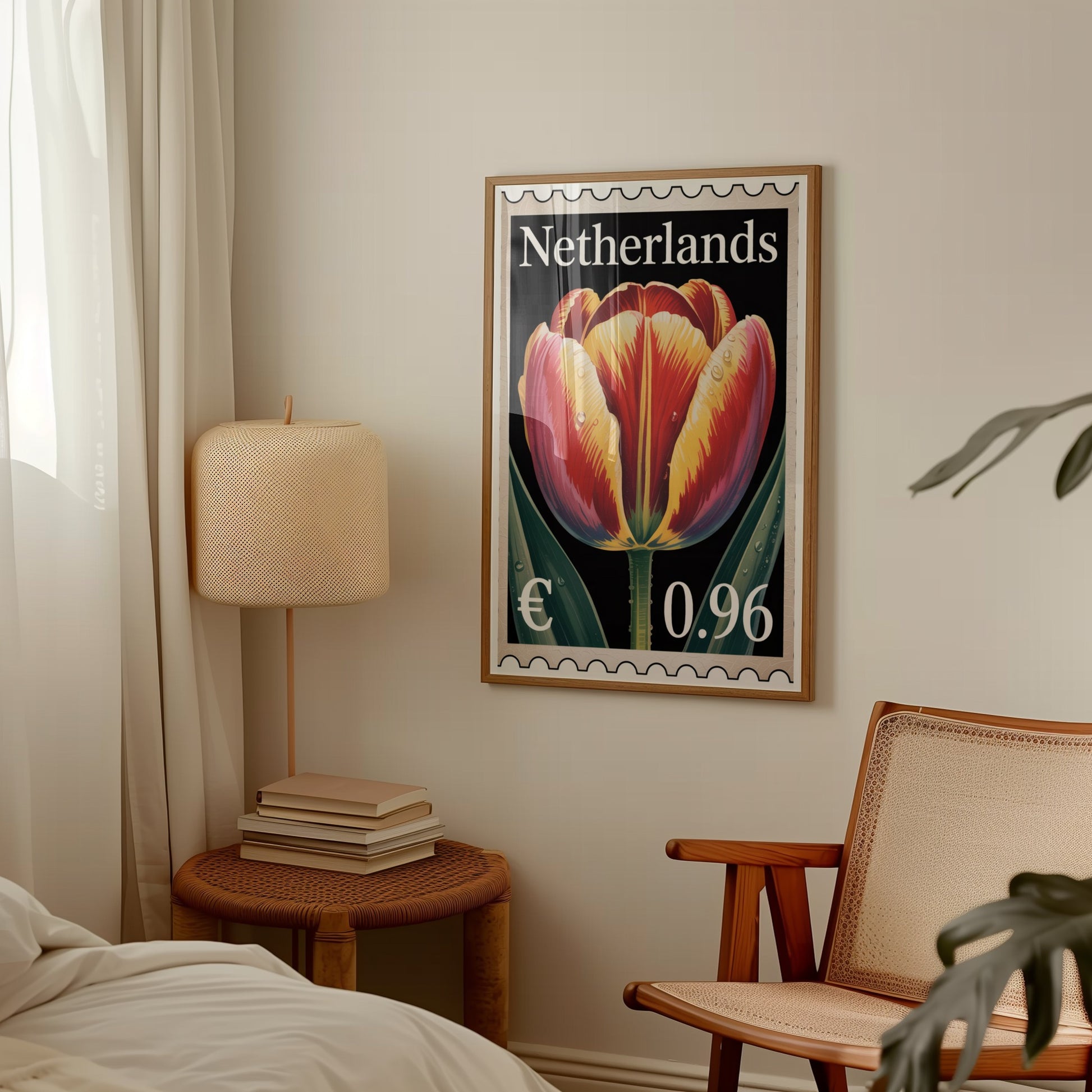 Netherlands Tulip Stamp Poster With Euro Price
