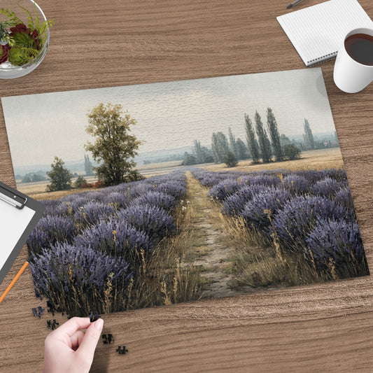 Scenic Lavender Field with Distant Trees Puzzle