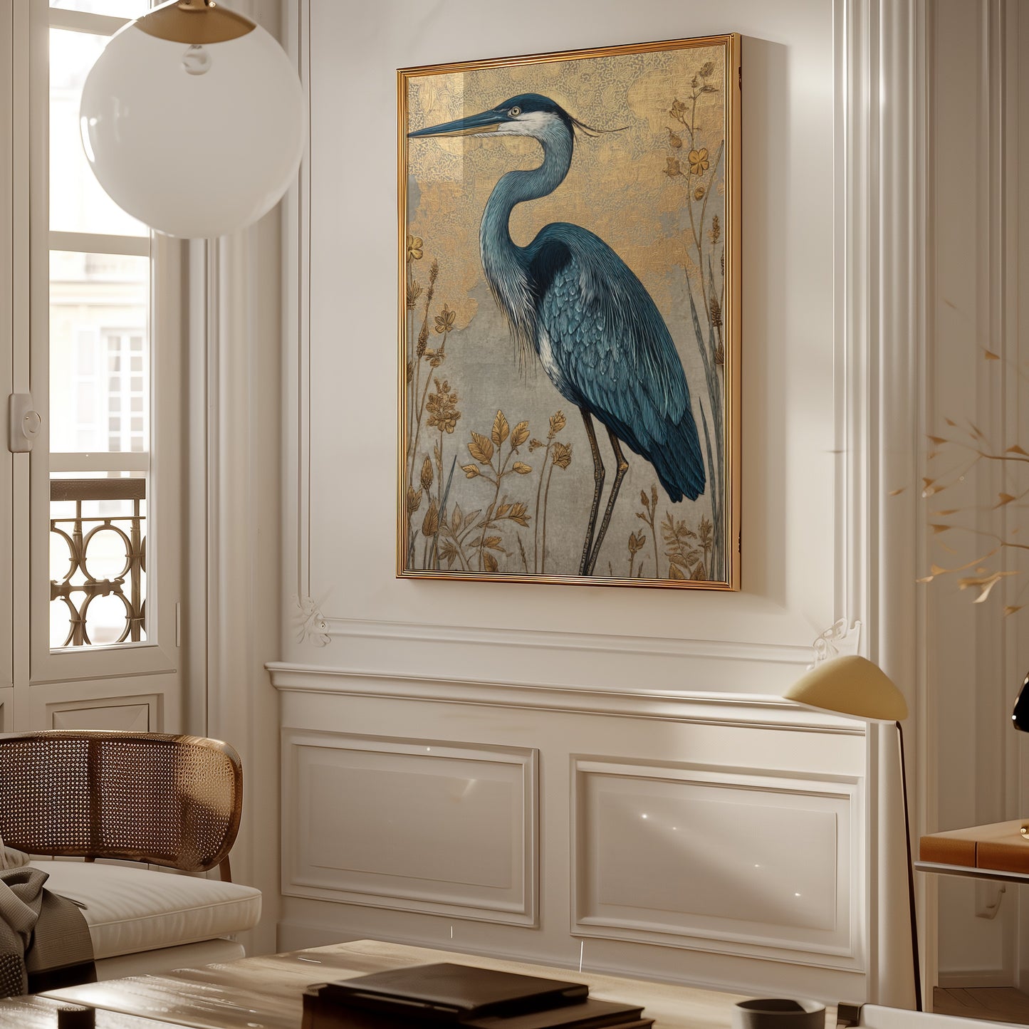 Elegant Blue Heron Wall Art Decor for Modern Interior