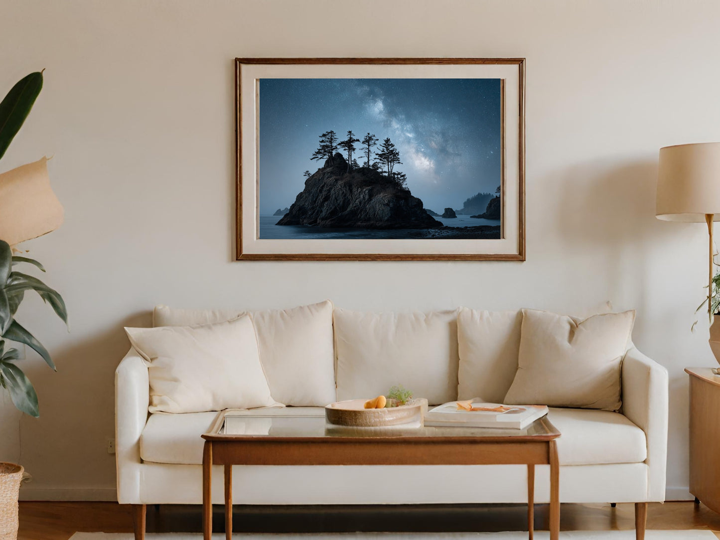 Milky Way Over Rocky Island Photography Wall Art Decor