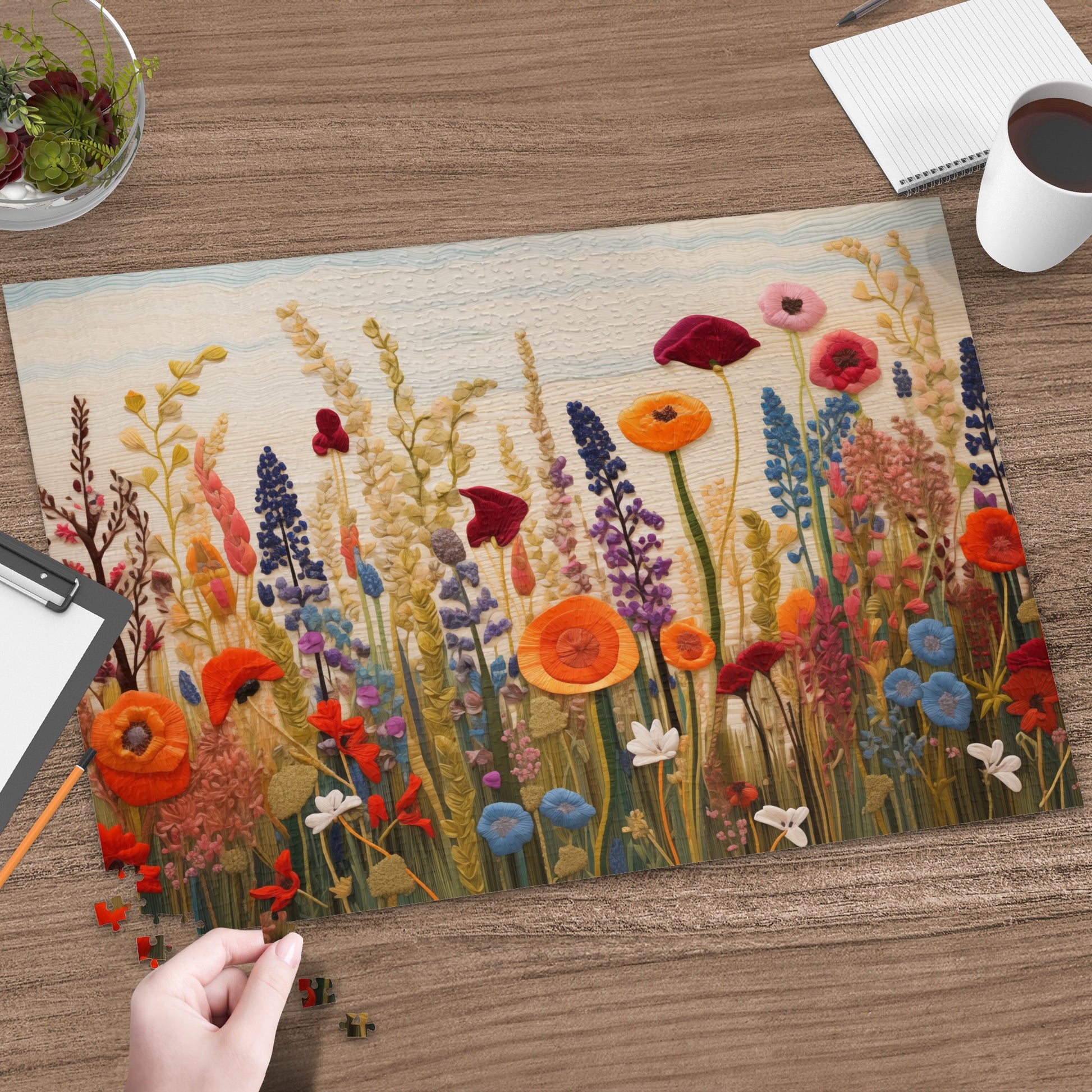 Embroidered Vibrant Floral Table Placemat for Any Setting