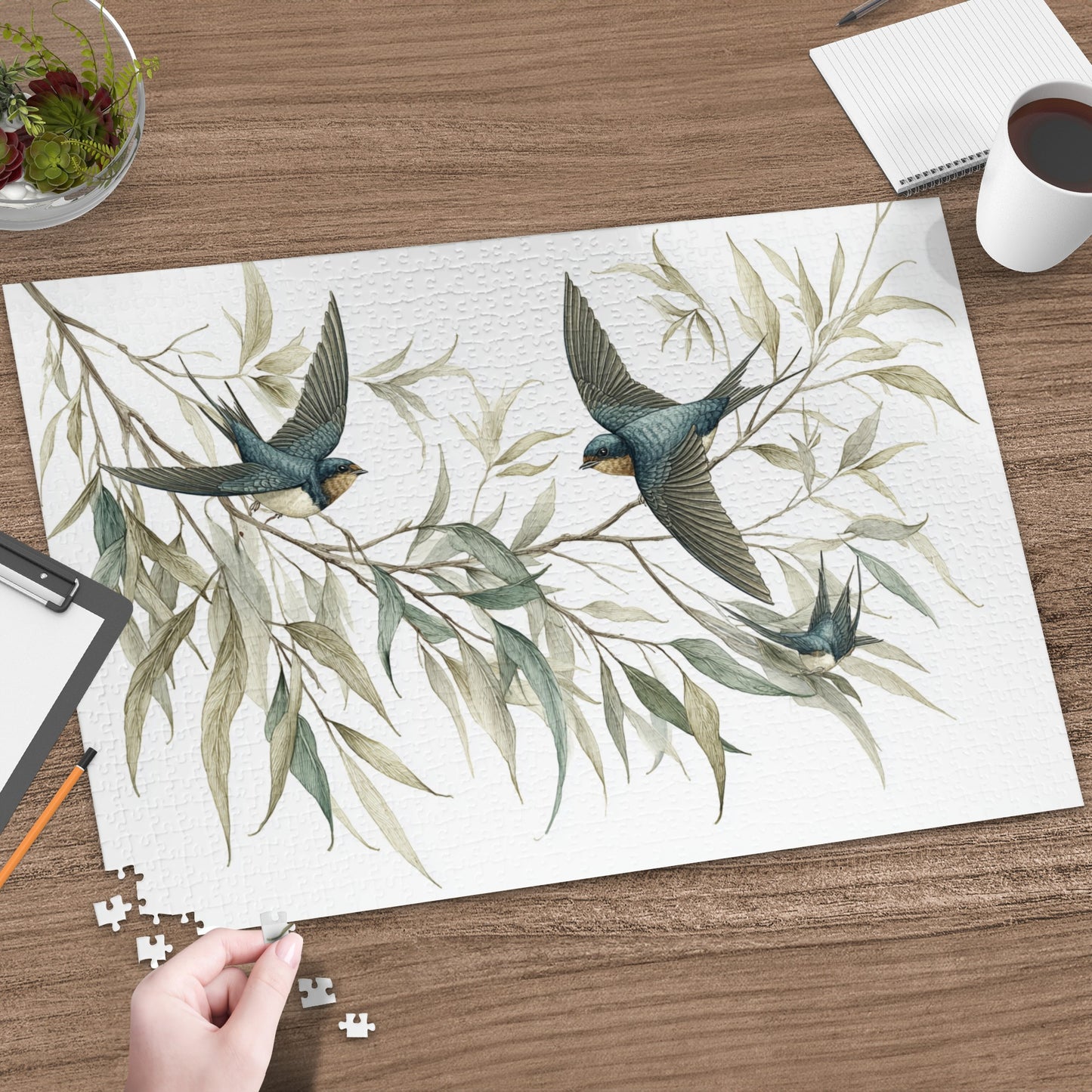 Birds on Branch with Blue Feathers Puzzle