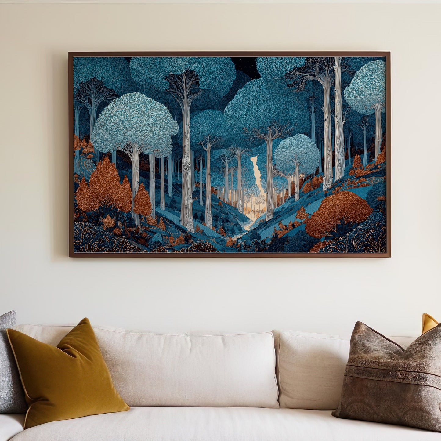 Mystical Forest Artwork Blue Orange Teal Patterns product type