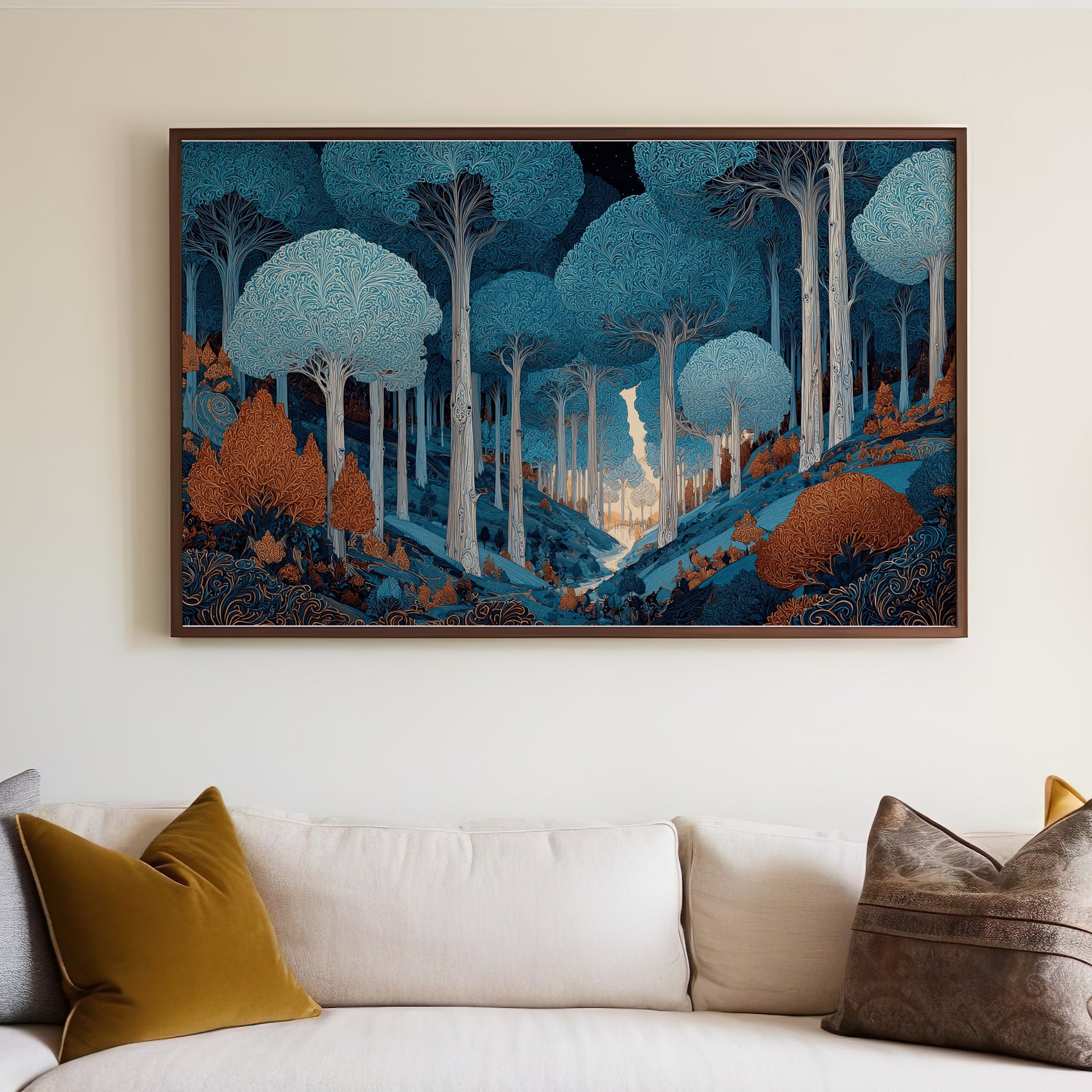 Mystical Forest Artwork Blue Orange Teal Patterns product type