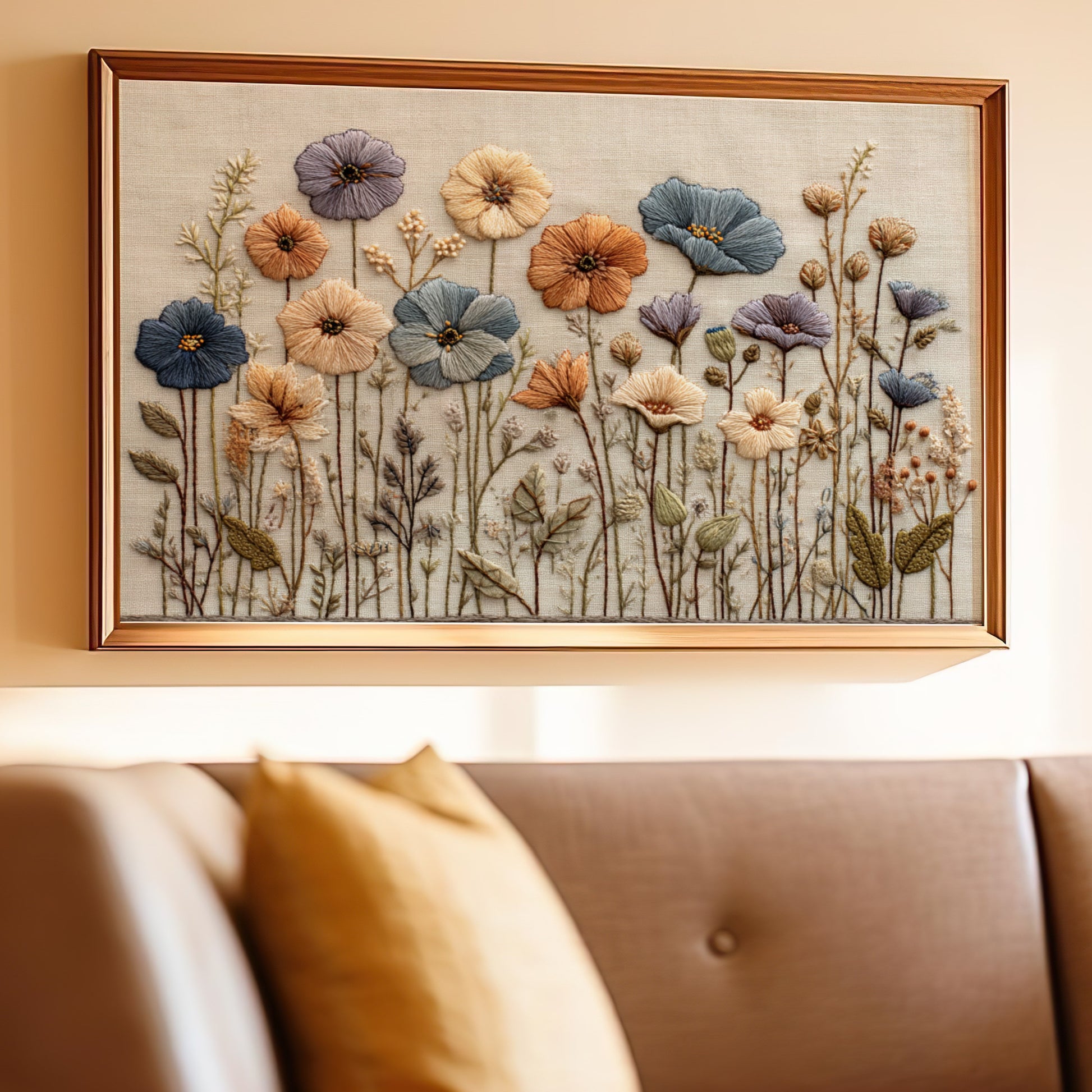 Embroidered Floral Wall Art for Elegant Home Decor