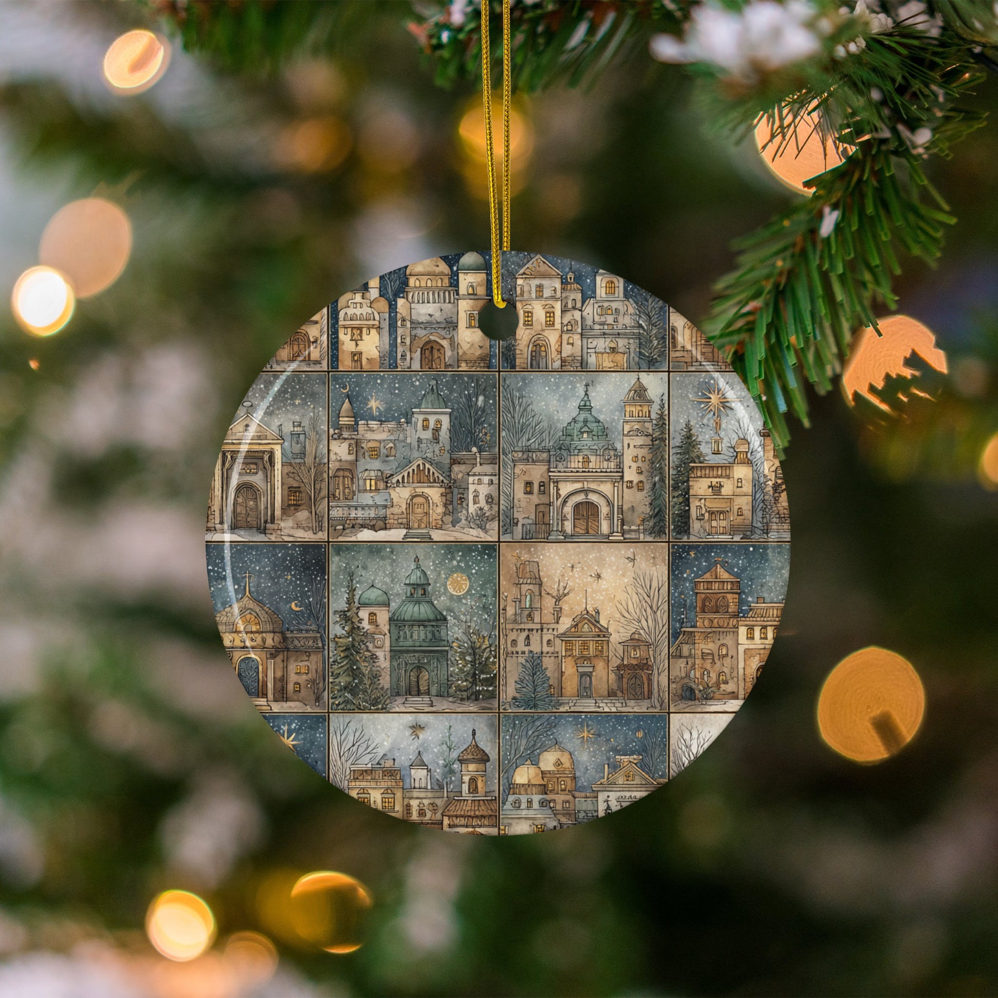 Elegant Christmas Townscape Decorative Ornament