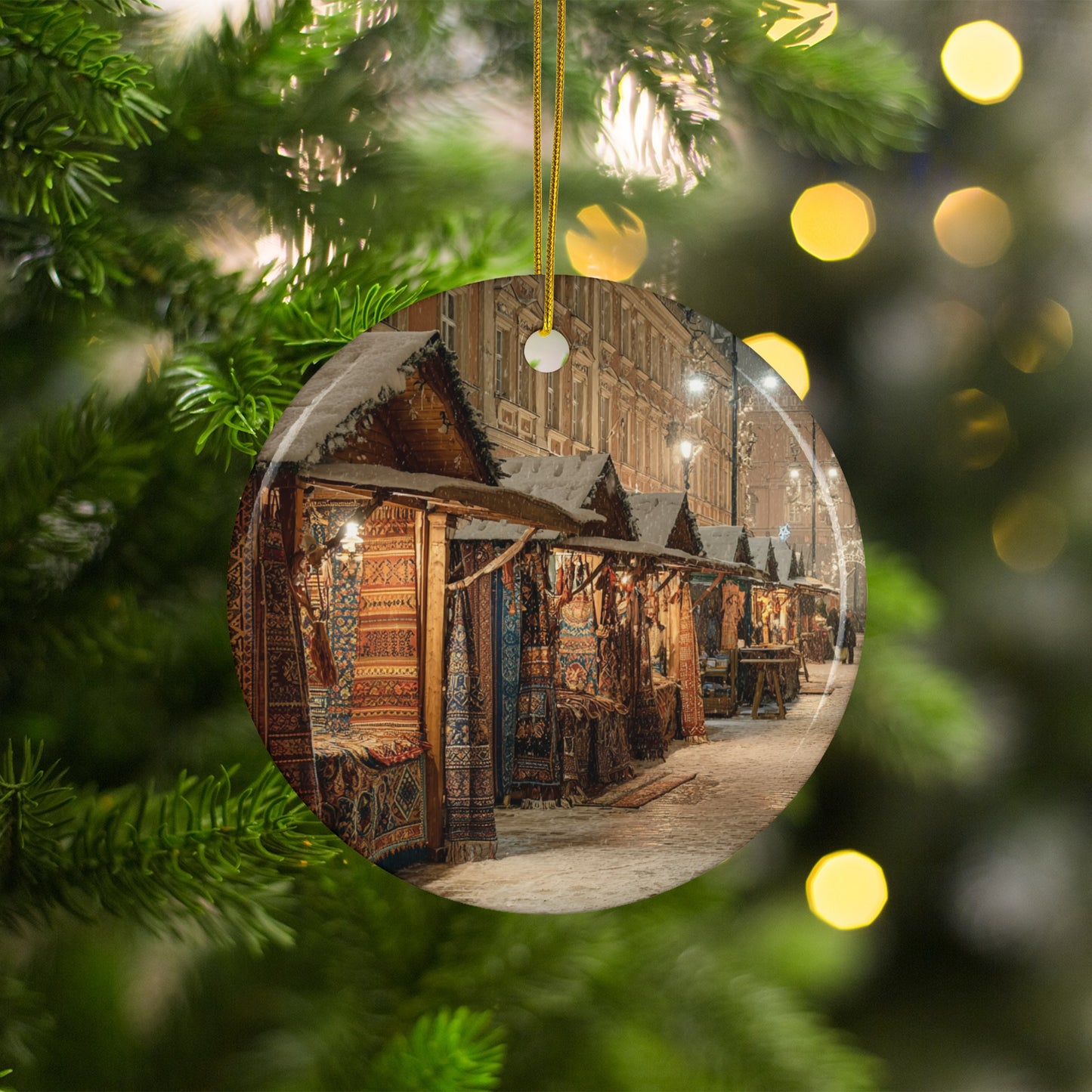 Festive Christmas Market Wooden Ornament Holiday Decor