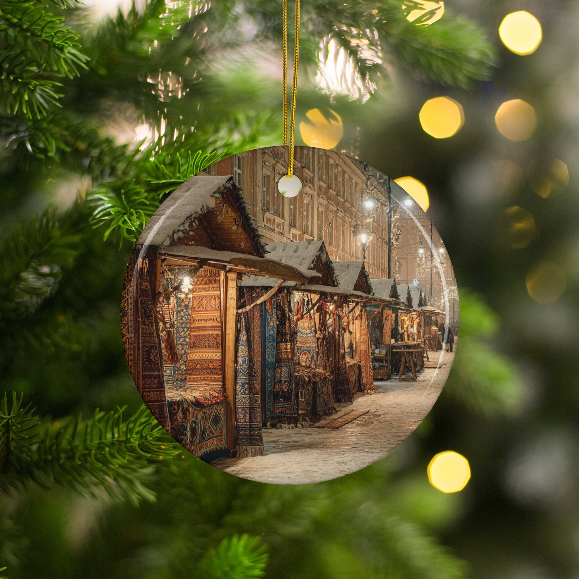 Festive Christmas Market Wooden Ornament Holiday Decor