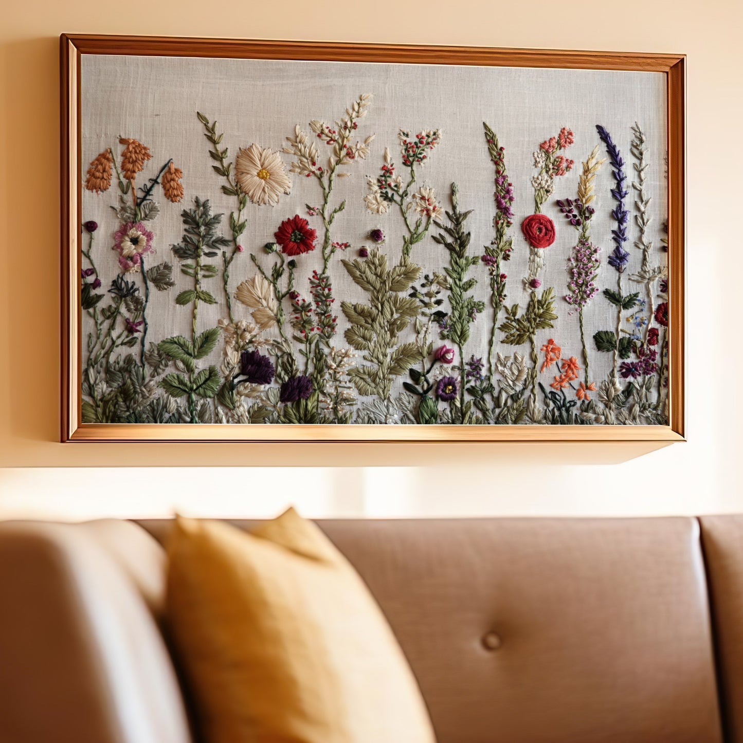 Beautiful Embroidered Floral Art for Home Decor