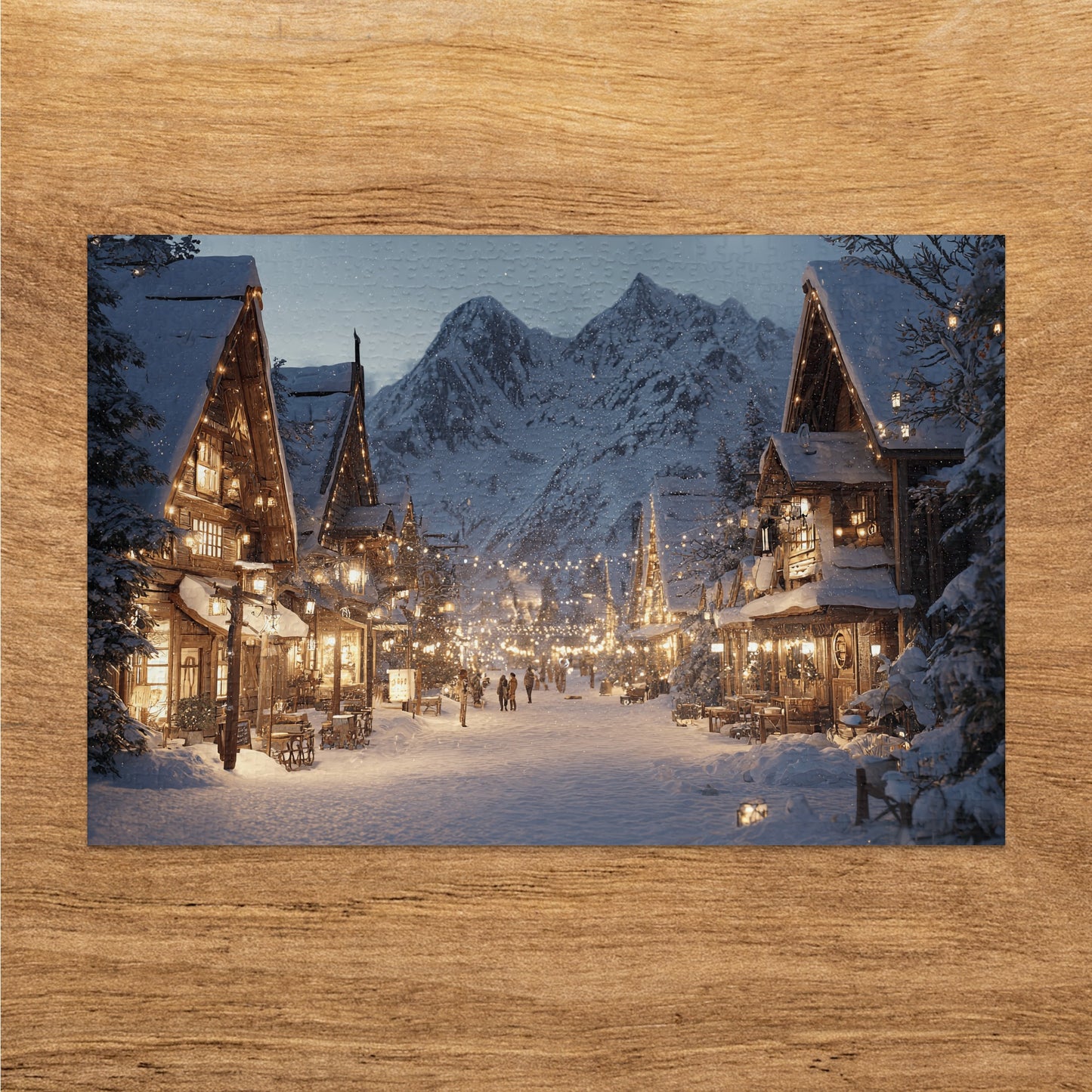 Winter village festive lights mountain snow scene product type
