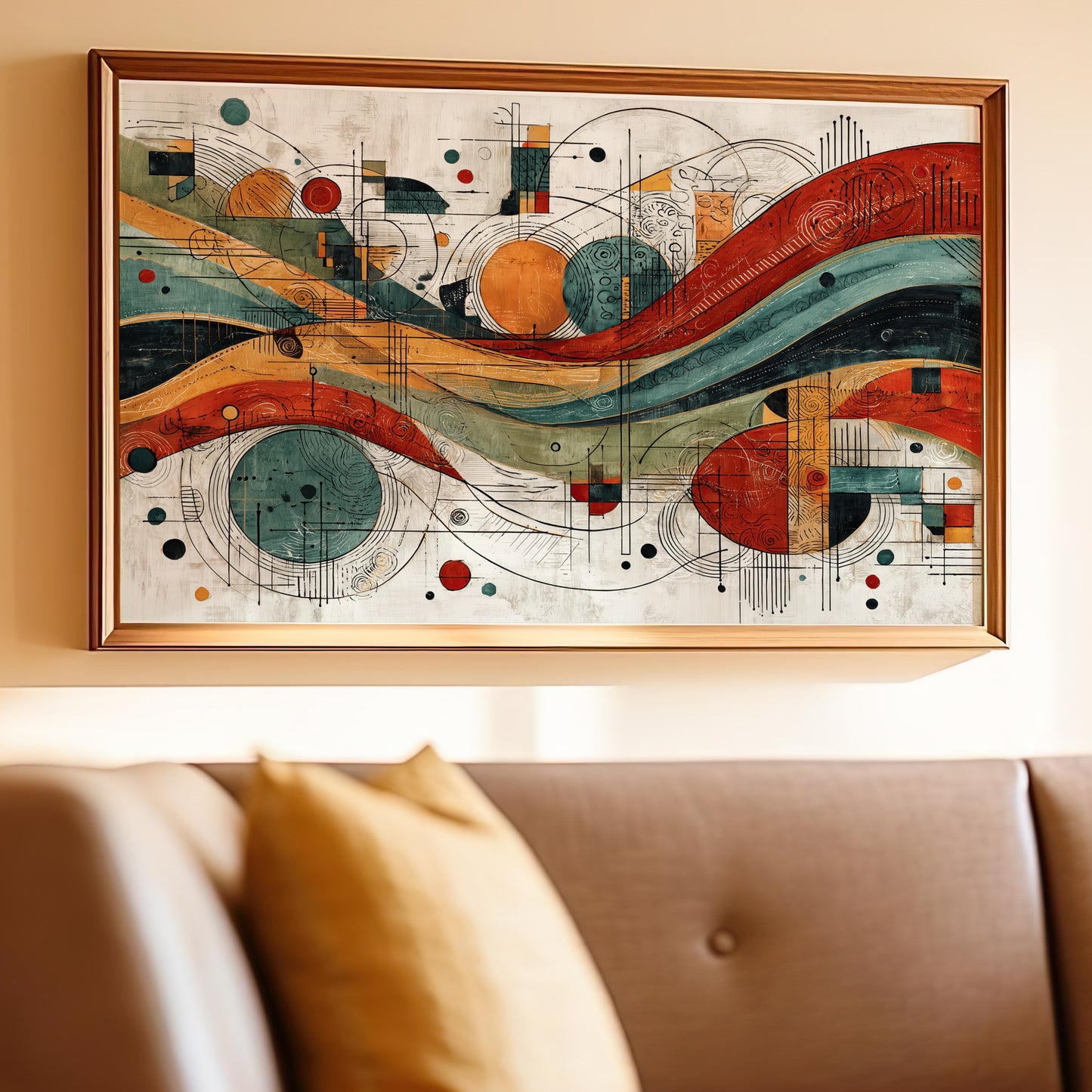 Modern Abstract Shapes Vibrant Lines Circles Artwork product type
Abstract Art, Modern Decor, Contemporary, Wall Decor, Home Accents, Geometric Shapes, Colorful Artwork, Vibrant Print, Abstract Painting, Circle Designs, Line Art, Wave Patterns, Living Room Art, Office Wall Art, Artistic Expression, Gallery Canvas, Dynamic Design, Abstract Print, Modernist Style, Decorative Art