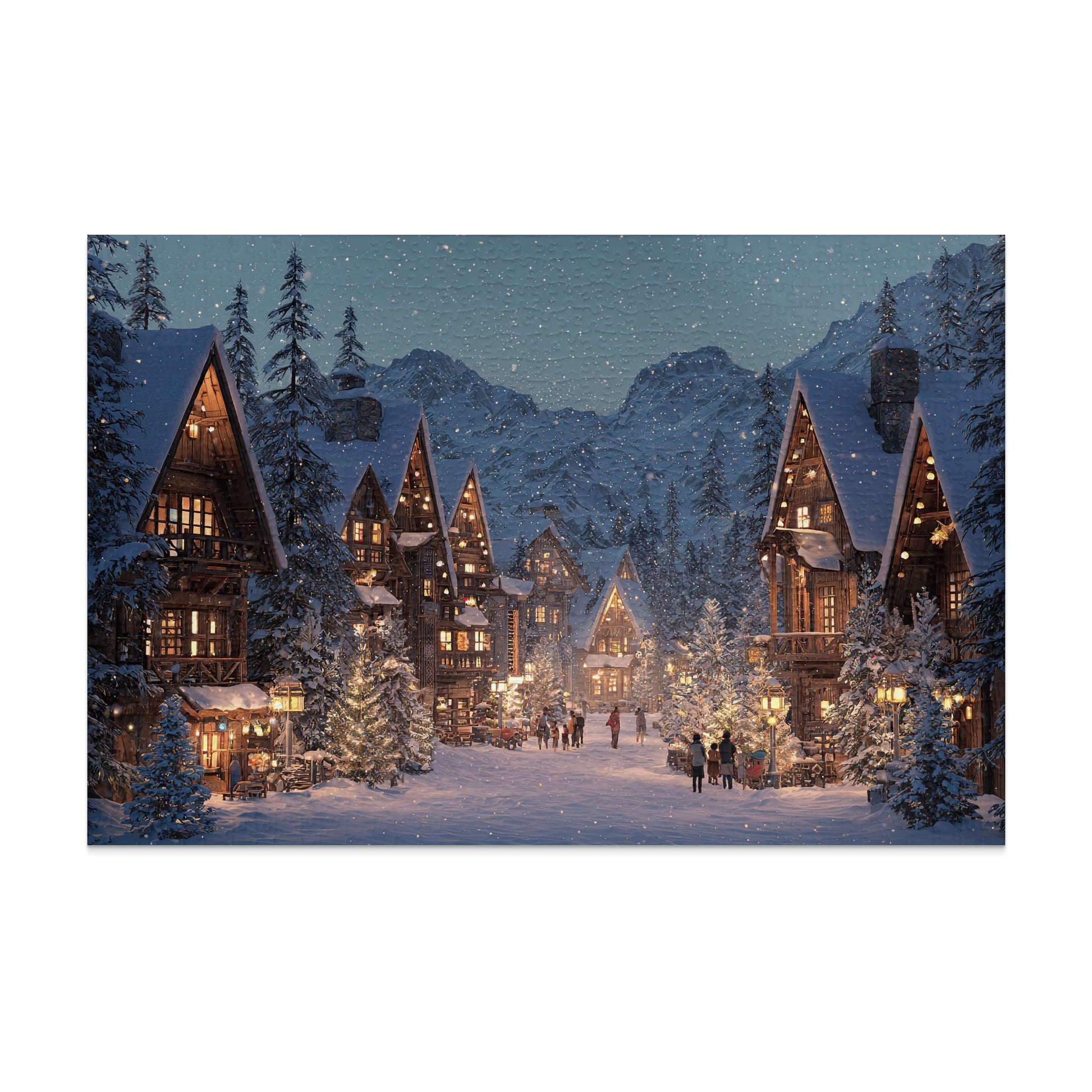 Magical Winter Town Evening Lights Falling Snow product type