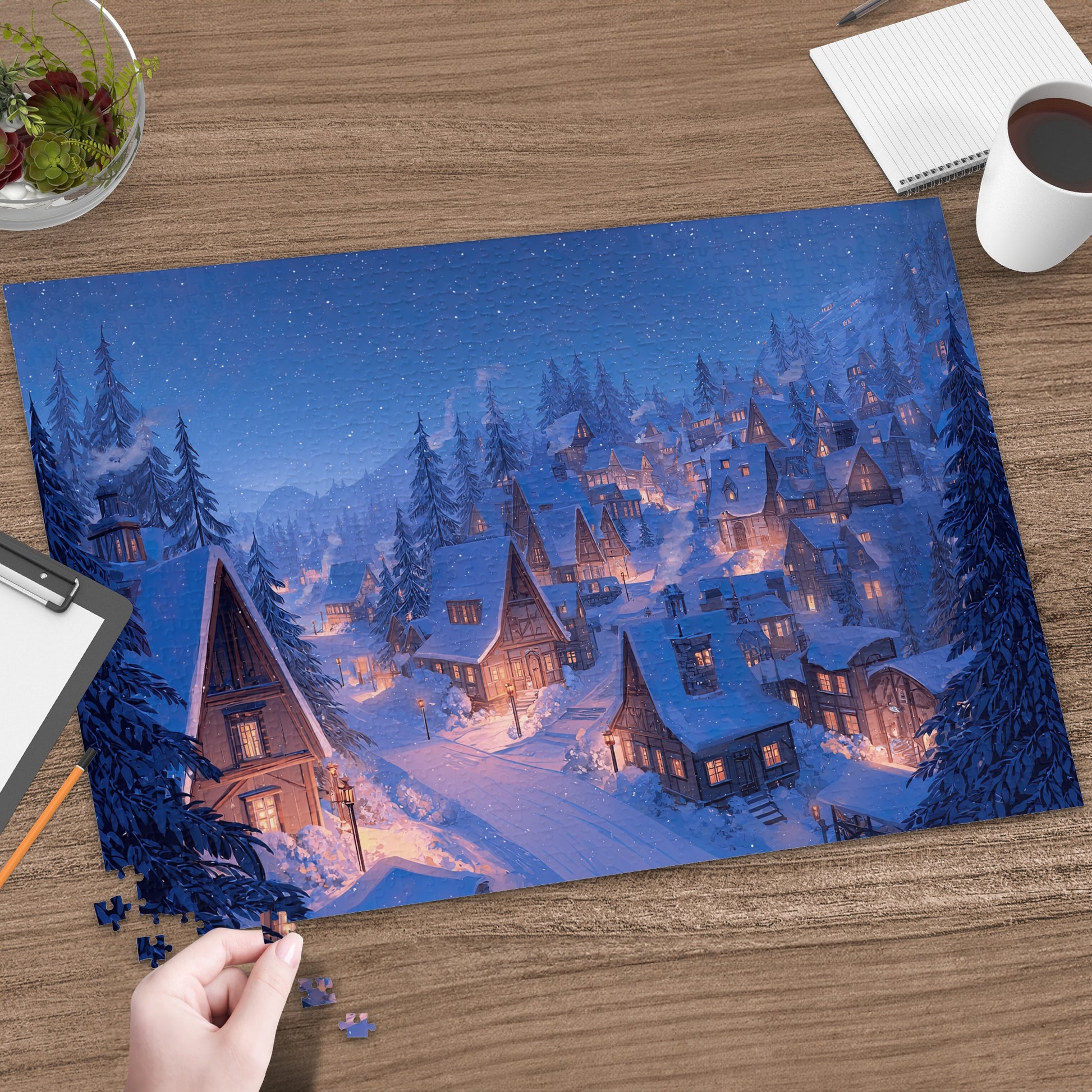Enchanted Snowy Village Nightscape Festive product type