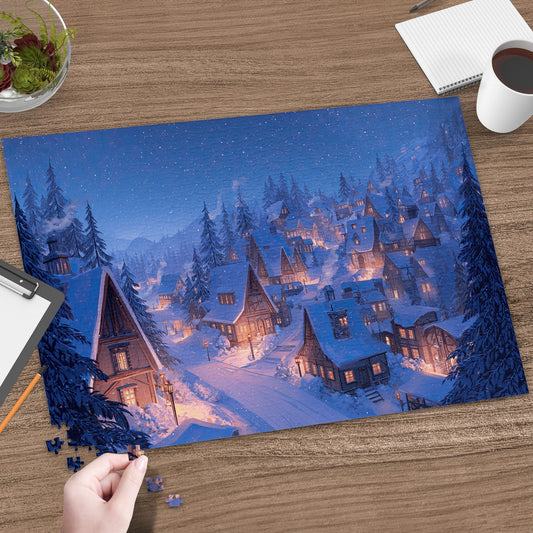 Enchanted Snowy Village Nightscape Festive product type