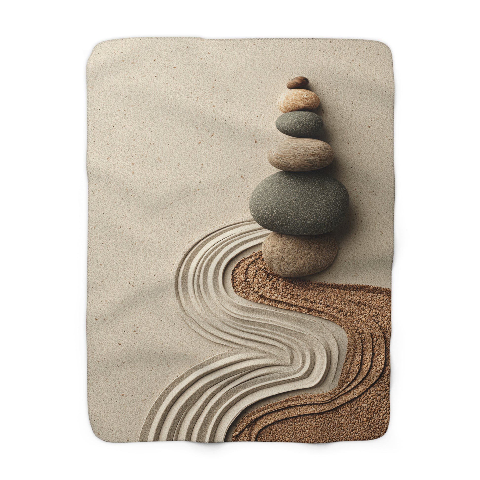 Zen Stacked Stones sherpa blanket — cozy spa-inspired fleece throw, meditation gift, self care, boho decor