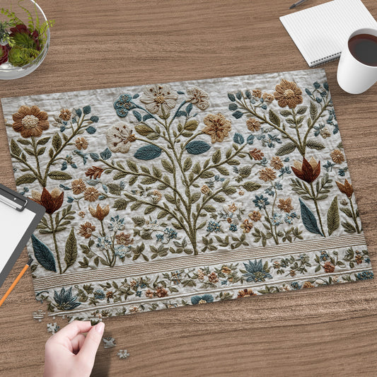 Richly Textured Floral Embroidery Landscape Puzzle product type