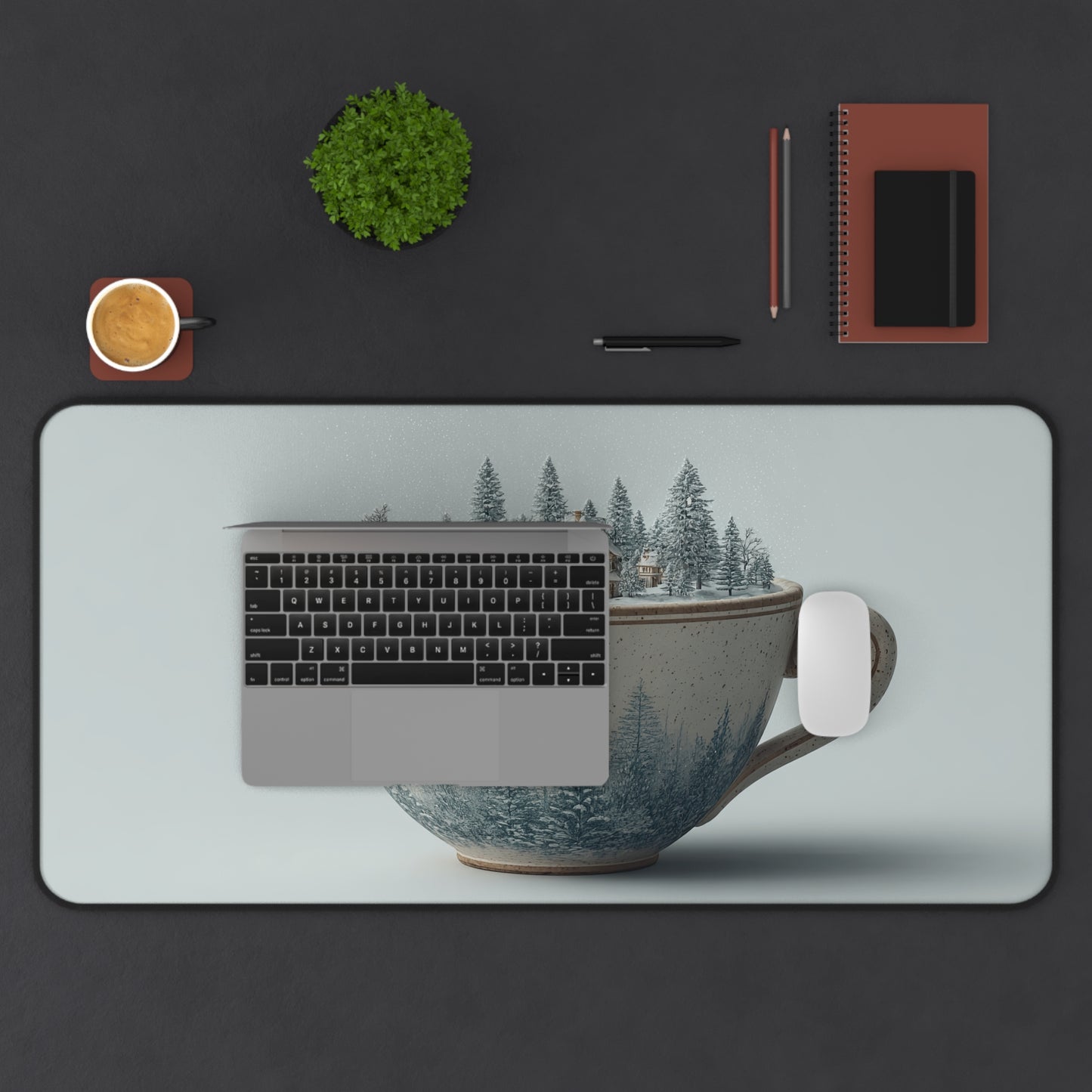 Winter Village Teacup Desk Mat