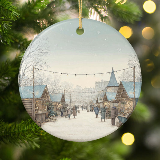 Beautiful Christmas Market Scene Festive Ornament