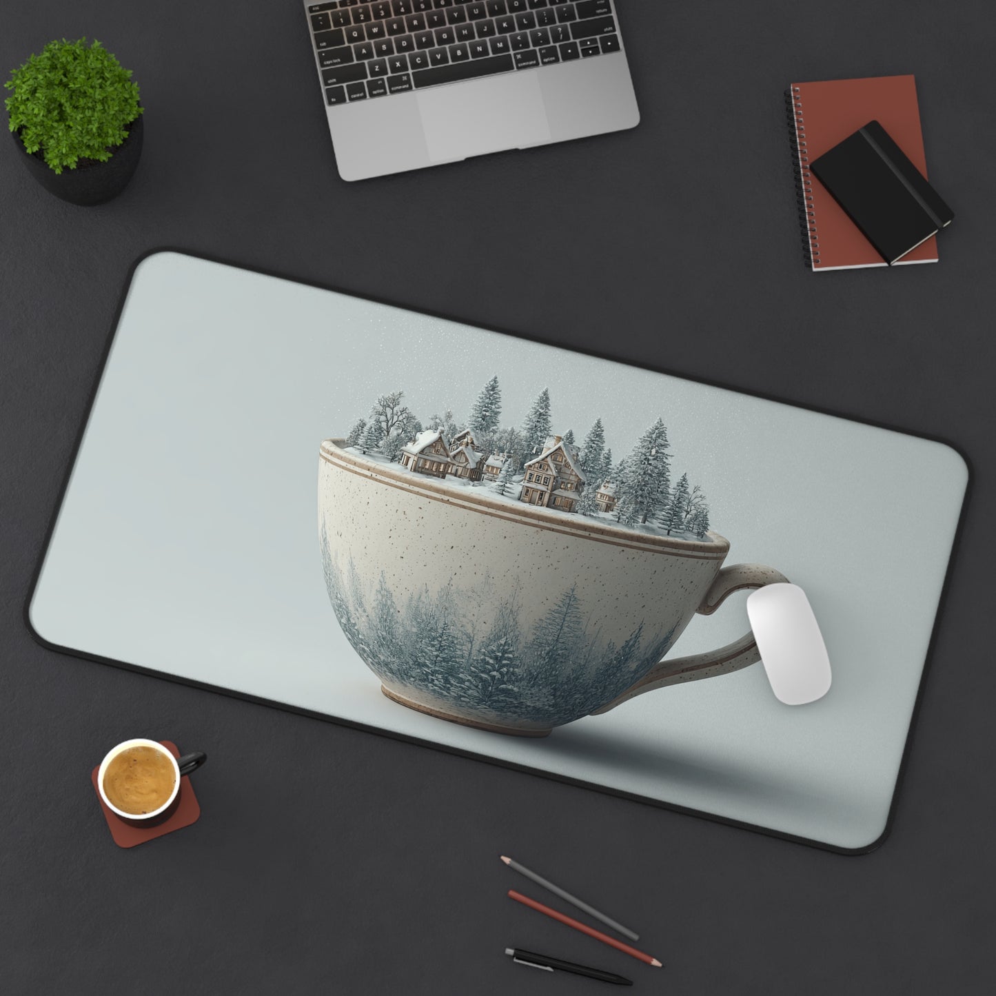 Winter Village Teacup Desk Mat