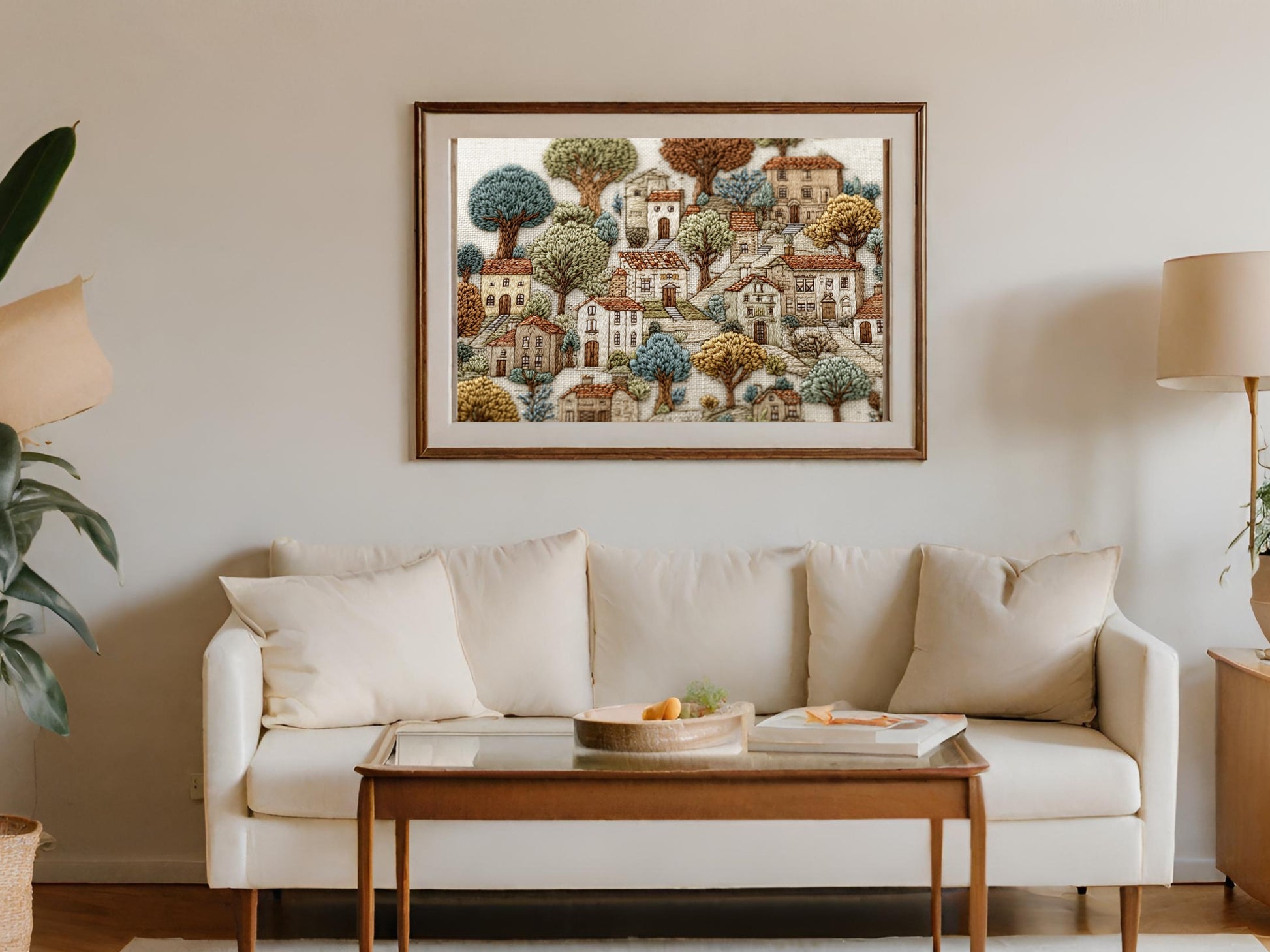 Scenic Village Tapestry Wall Art for Living Room Decor