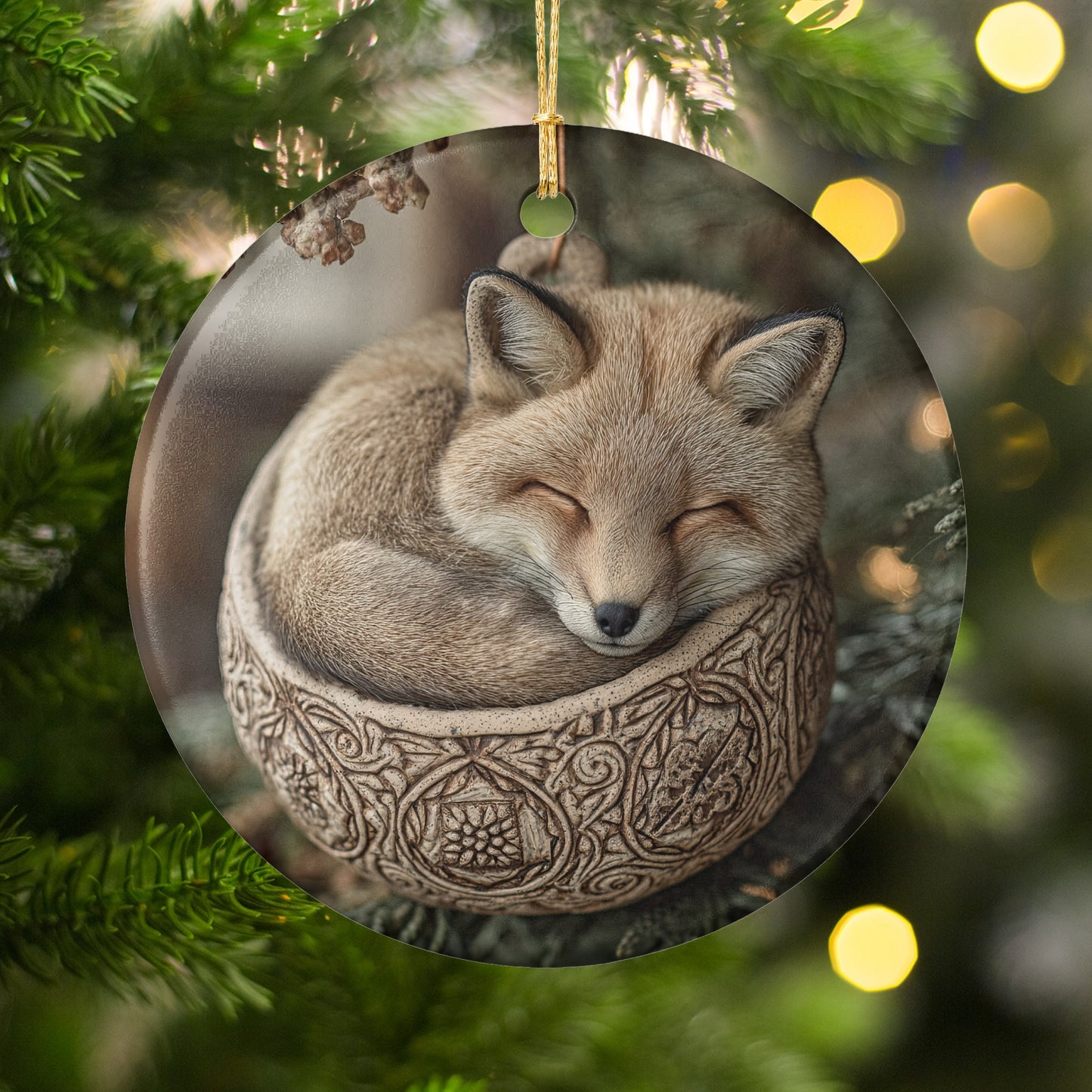 Sleeping Fox Christmas Ornament Adds Holiday Charm