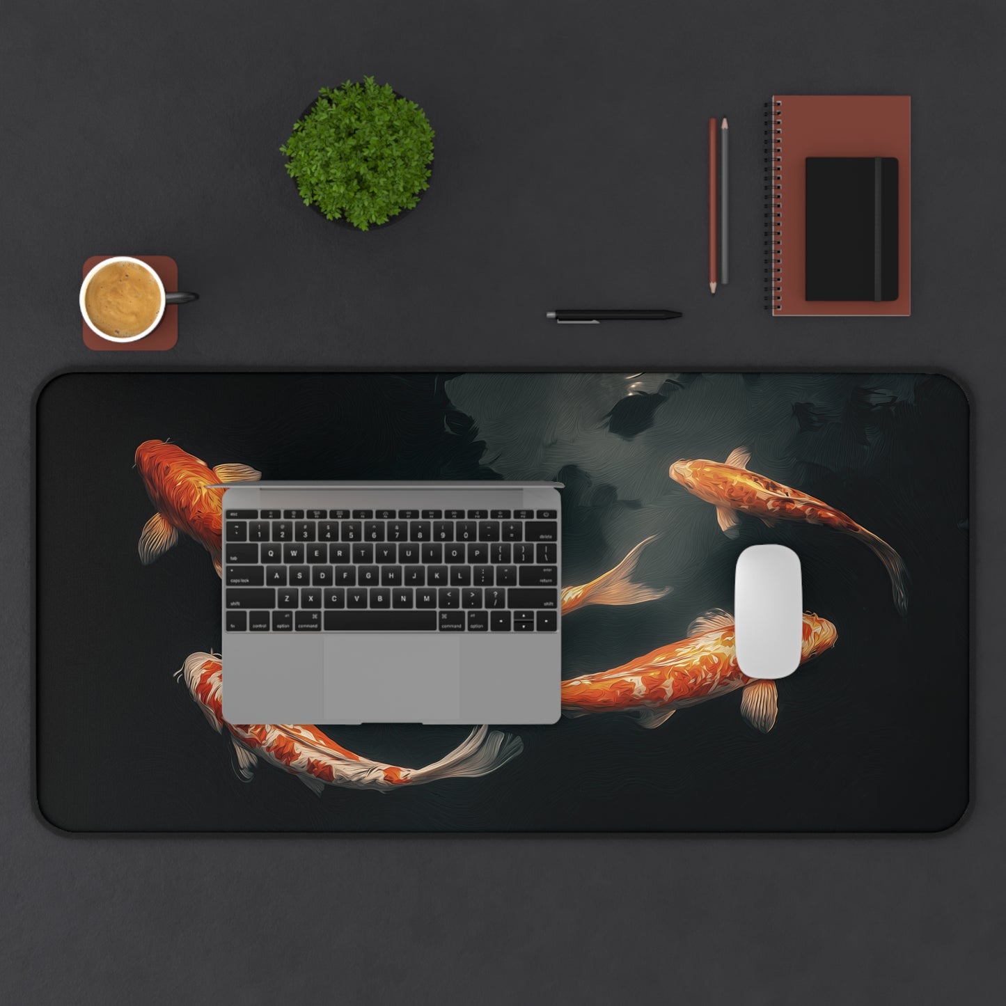 Koi Pond Desk Mat — Serene Orange Koi Mouse Pad for Office & Gaming