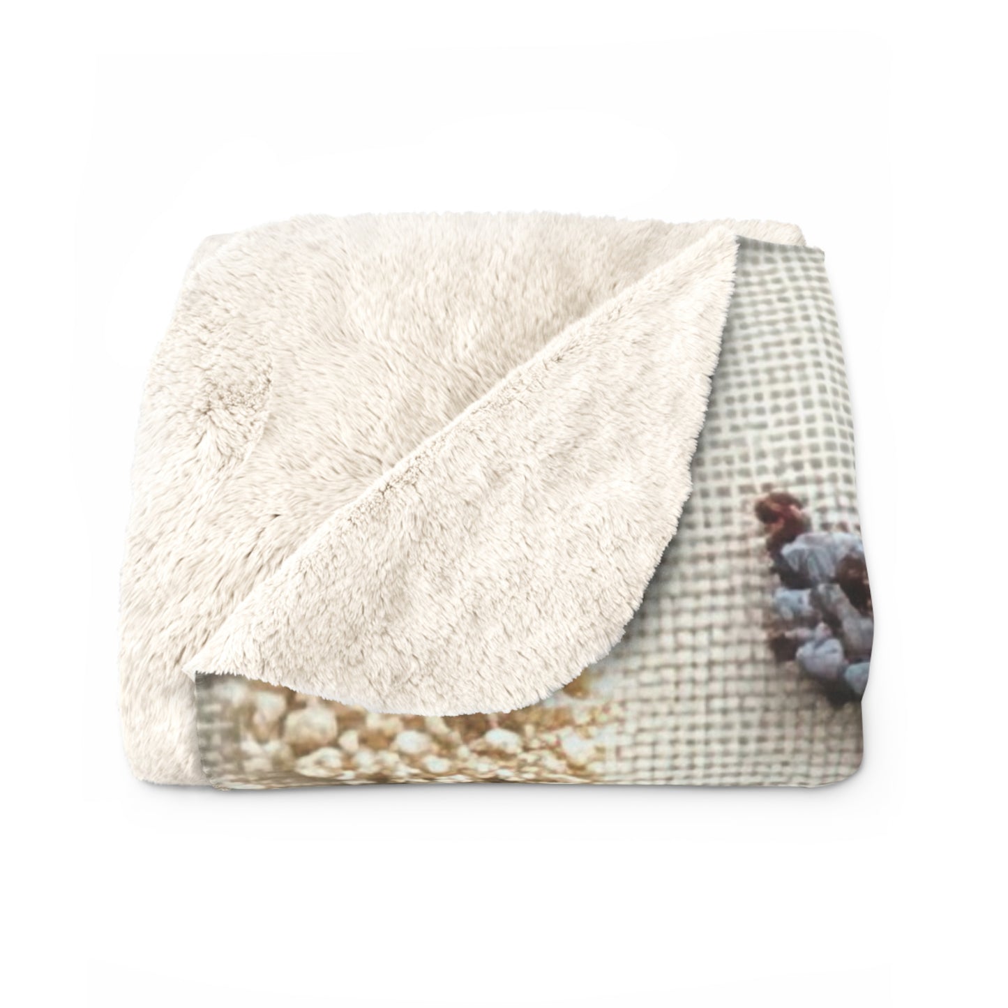 Botanical Embroidered Wildflower sherpa blanket — soft floral fleece throw, boho home decor, housewarming gift