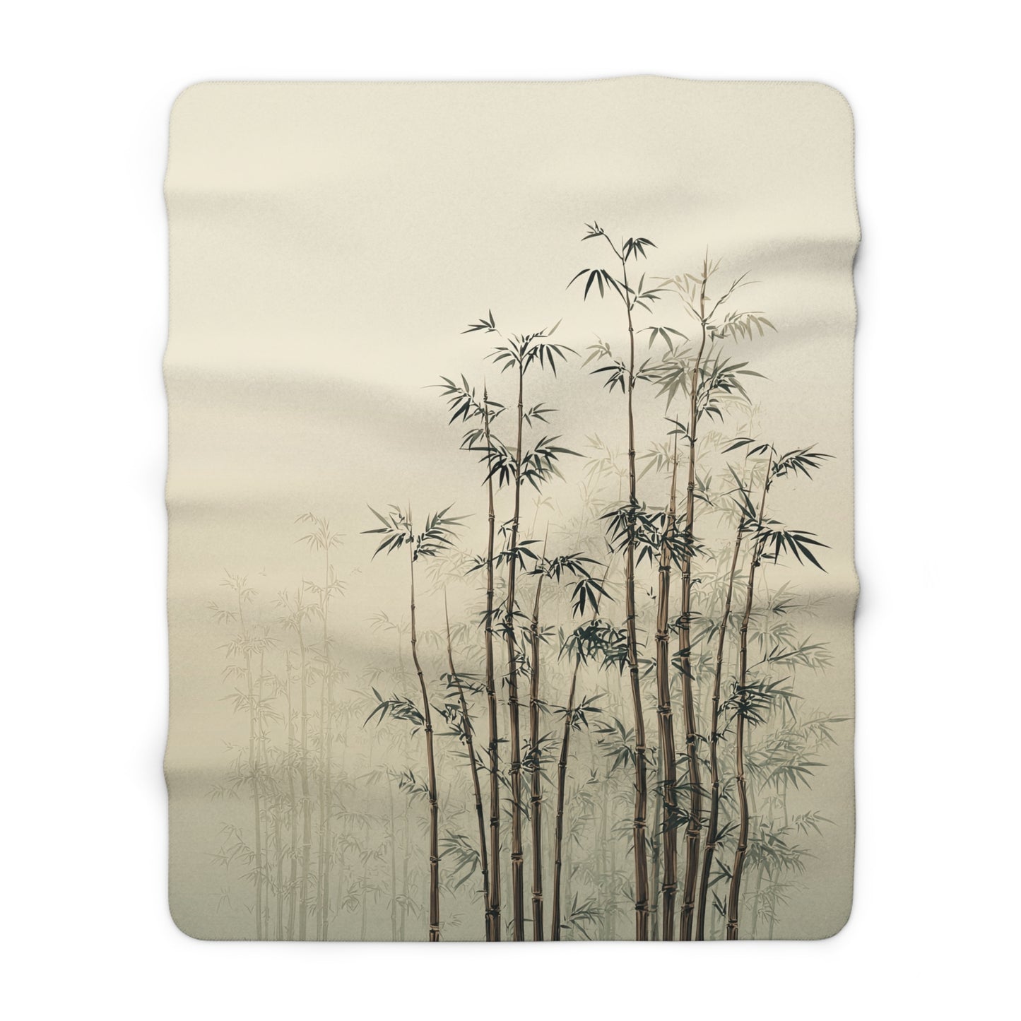 Bamboo Grove sherpa fleece blanket — cozy neutral Asian-inspired throw, boho home decor, housewarming gift