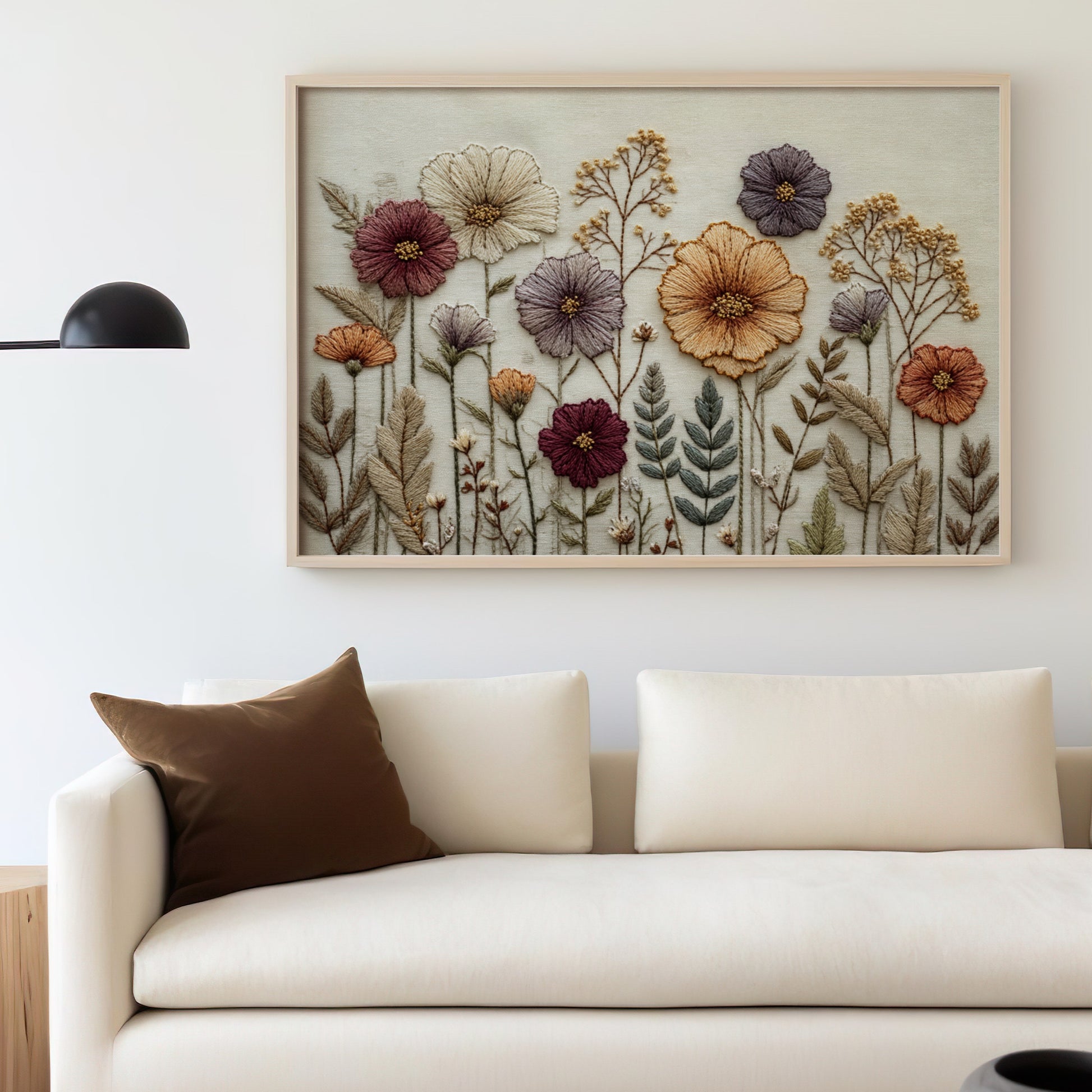 Handmade Intricate Floral Embroidery Wall Art Decor