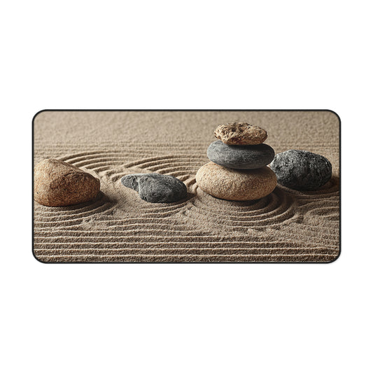 Zen Garden Desk Mat — Stacked Stones Mouse Pad for Calm Workspace