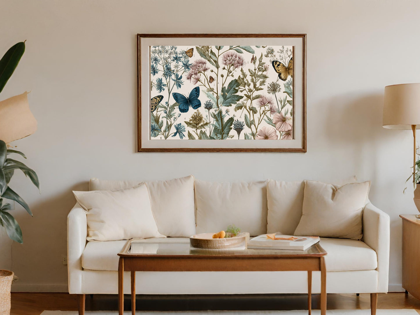 Botanical Wildflower Butterflies Flowers Framed Art product type