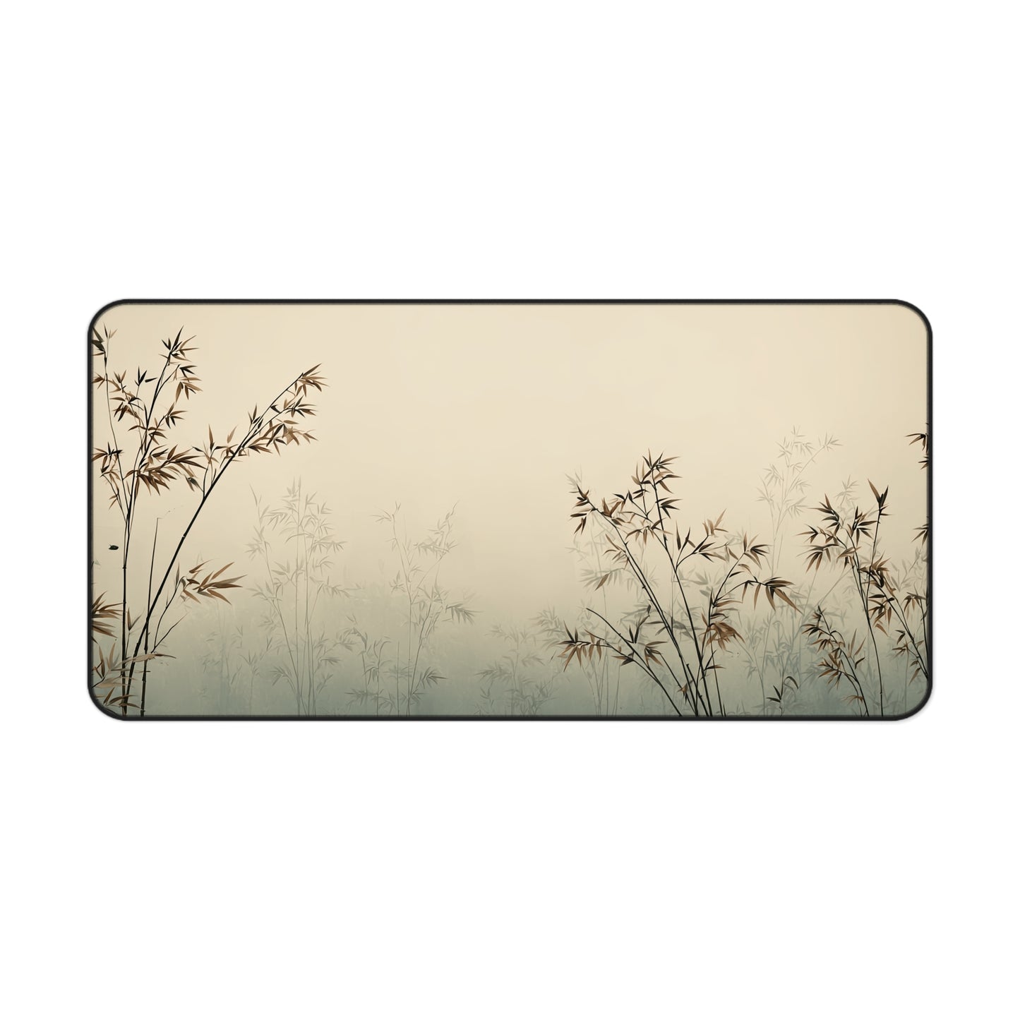 Rectangular mat with bamboo design on a beige background