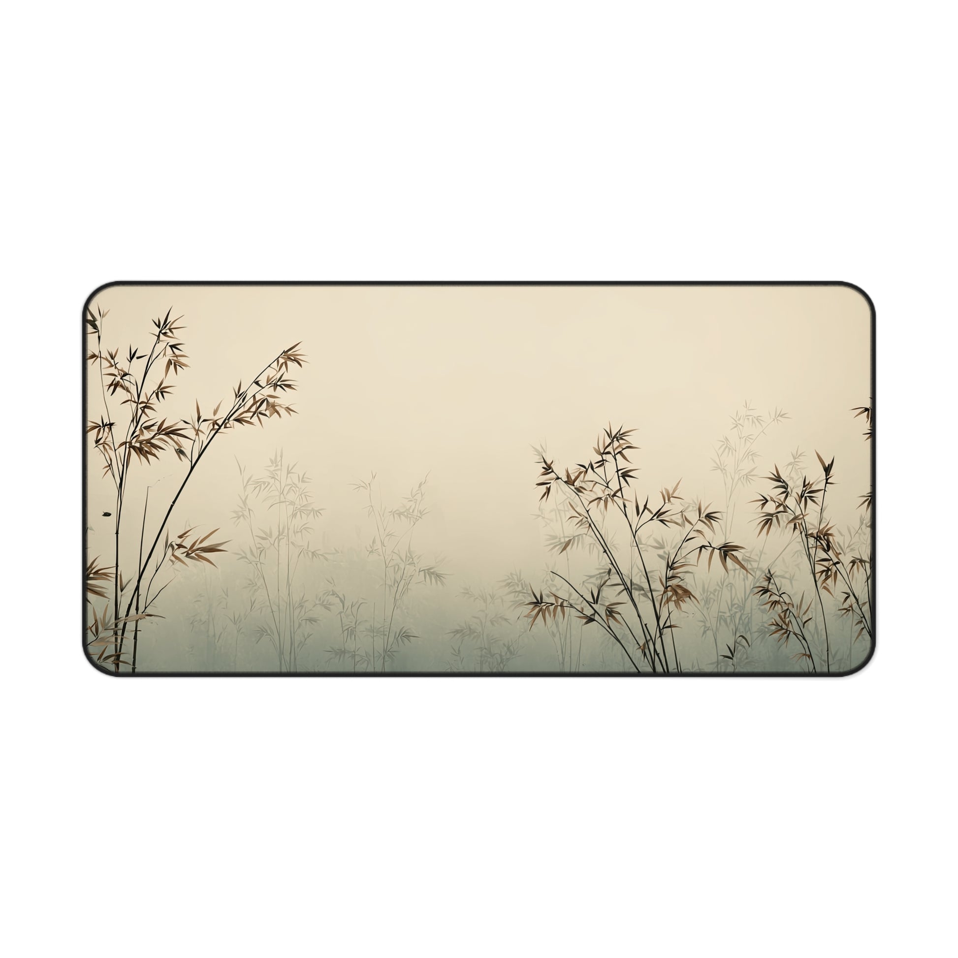 Rectangular mat with bamboo design on a beige background