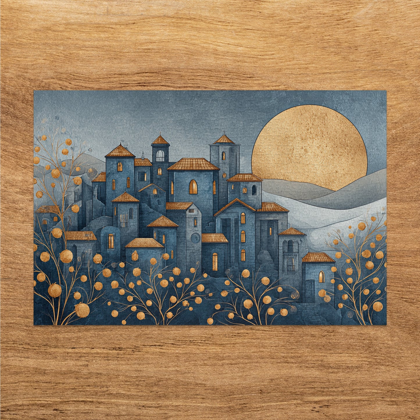 Scenic Urban Landscape with Golden Sun Art Product